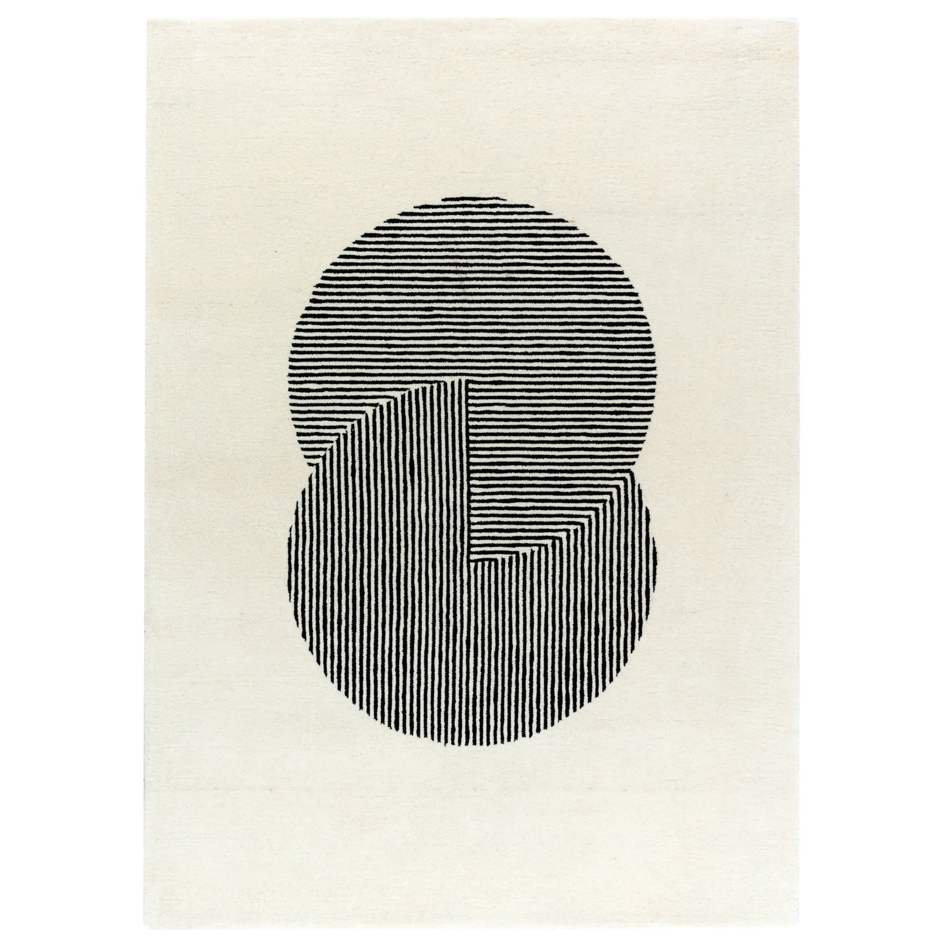 Alfombra de lana Circles blanco natural, 200x300 cm NJRD