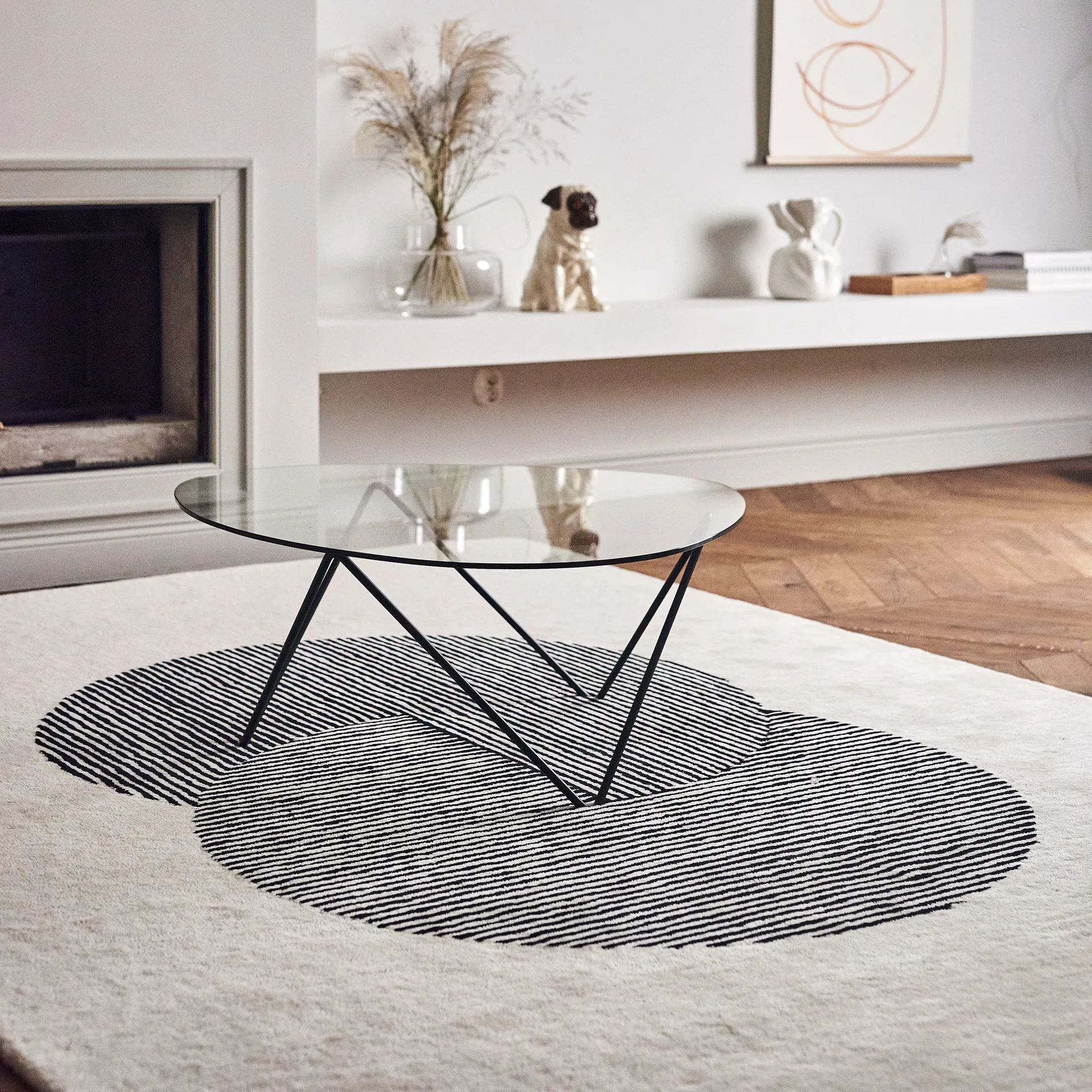 Alfombra de lana Circles blanco natural, 200x300 cm NJRD