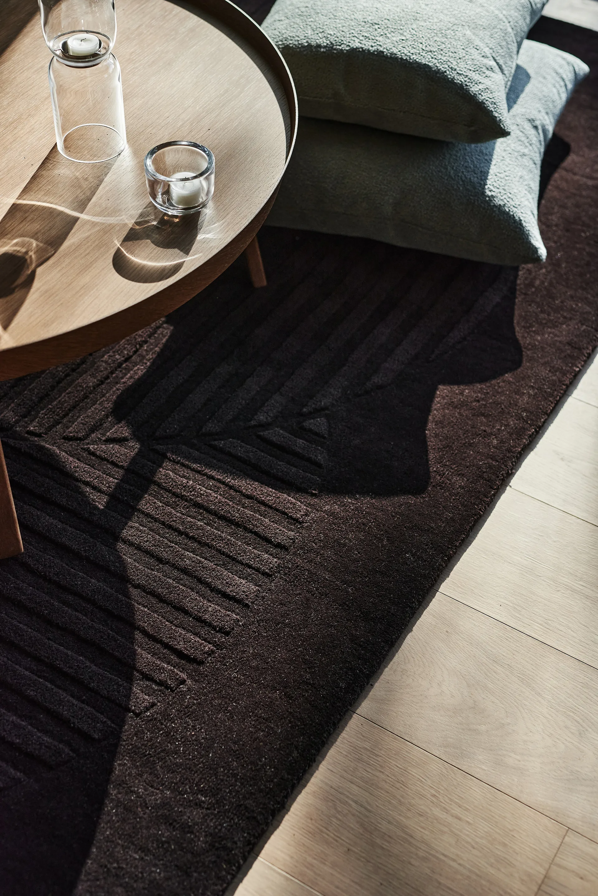 Alfombra de lana Levels circles marrón, 170x240 cm NJRD