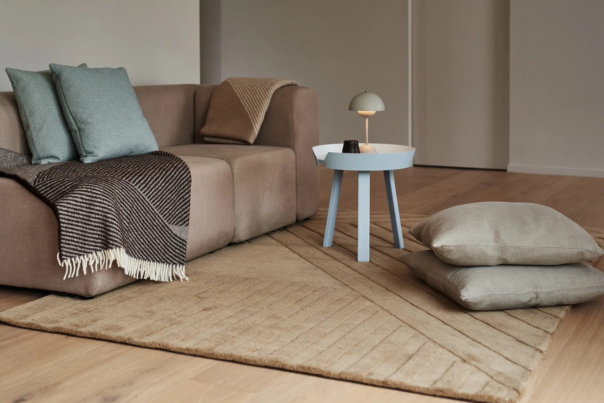 Alfombra de lana Levels stripes beige, Stripes beige, 170x240 cm NJRD