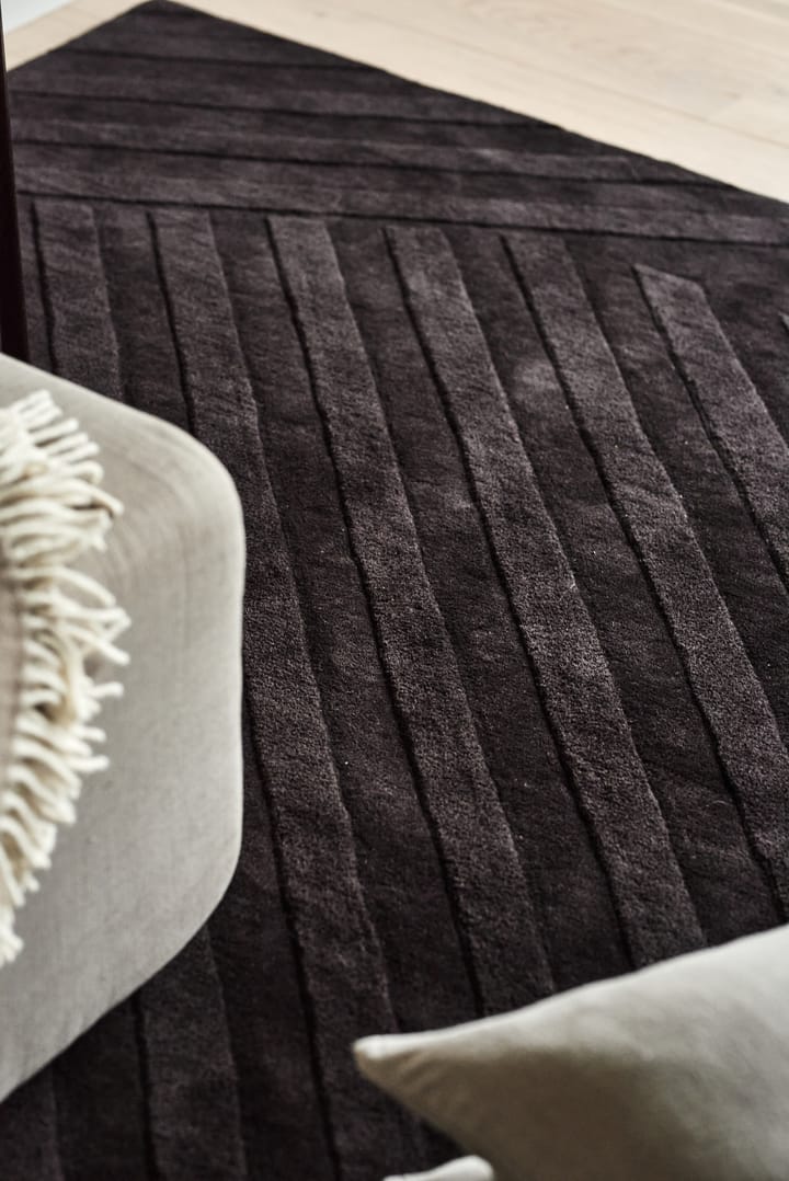 Alfombra de lana Levels stripes marrón, 170x240 cm NJRD