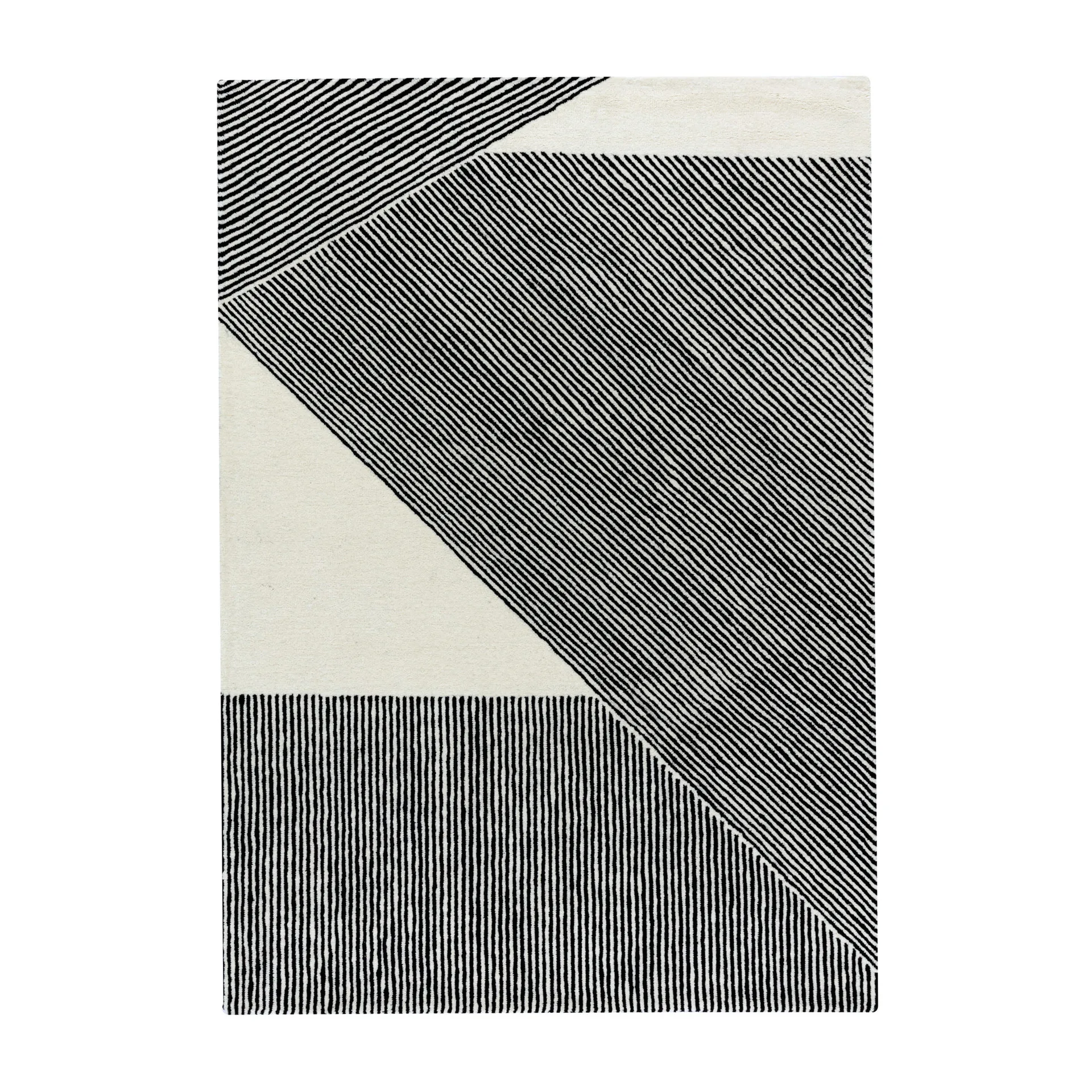 Alfombra de lana Stripes blanco natural, 170x240 cm NJRD