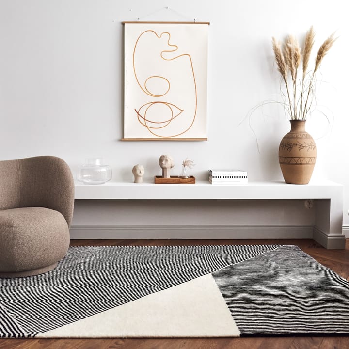 Alfombra de lana Stripes blanco natural, 170x240 cm NJRD