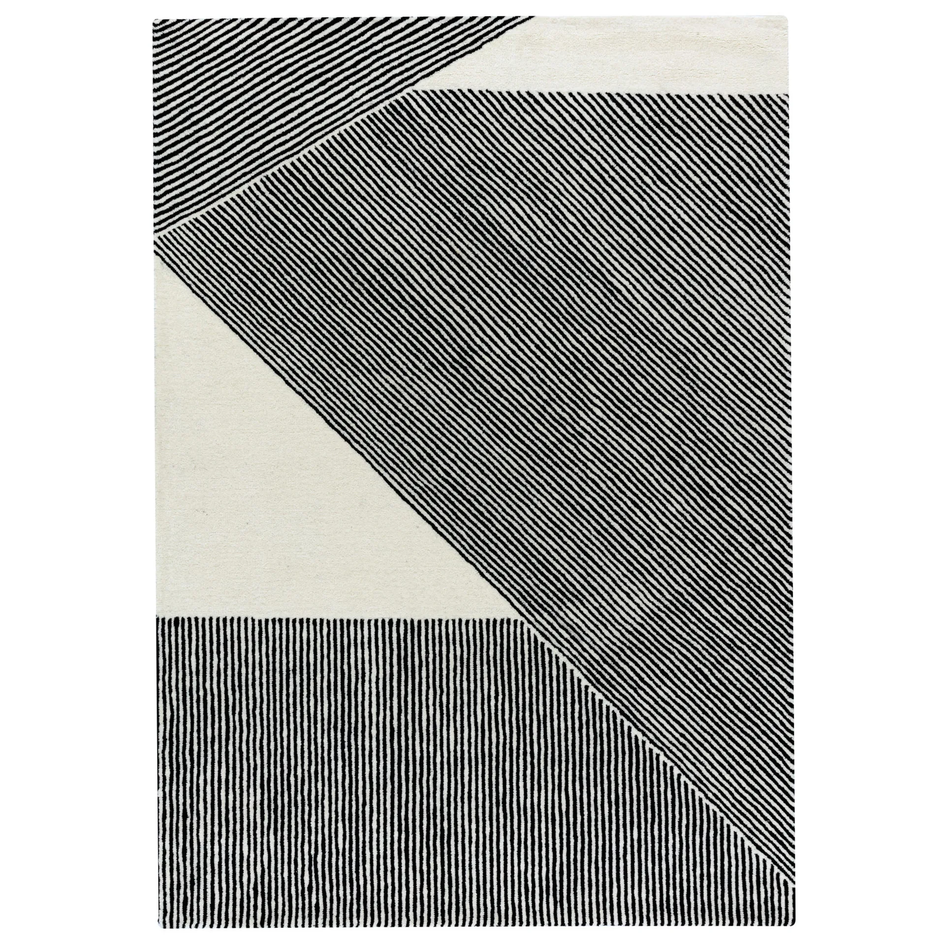 Alfombra de lana Stripes blanco natural, 200x300 cm NJRD