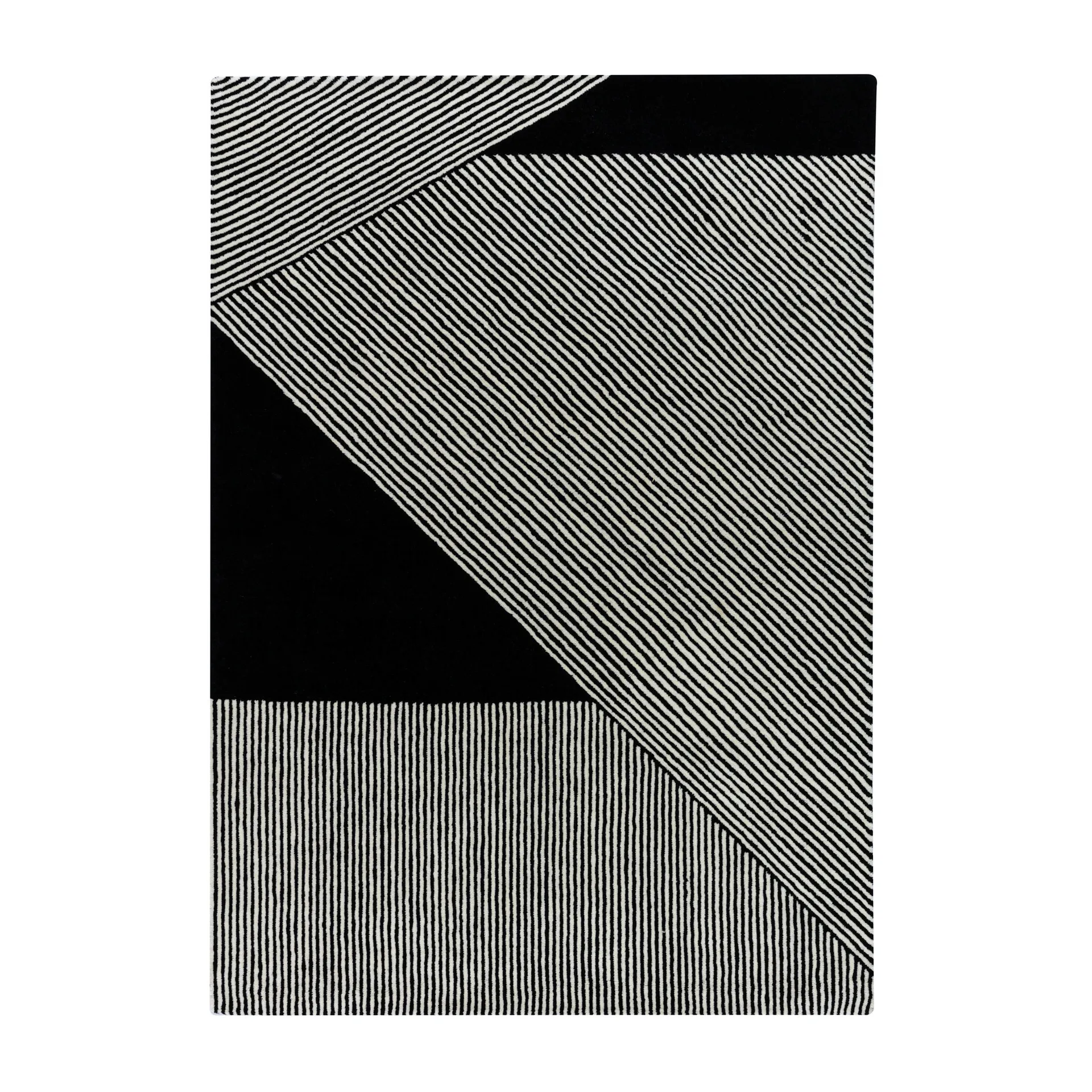 Alfombra de lana Stripes negro, 170x240 cm NJRD