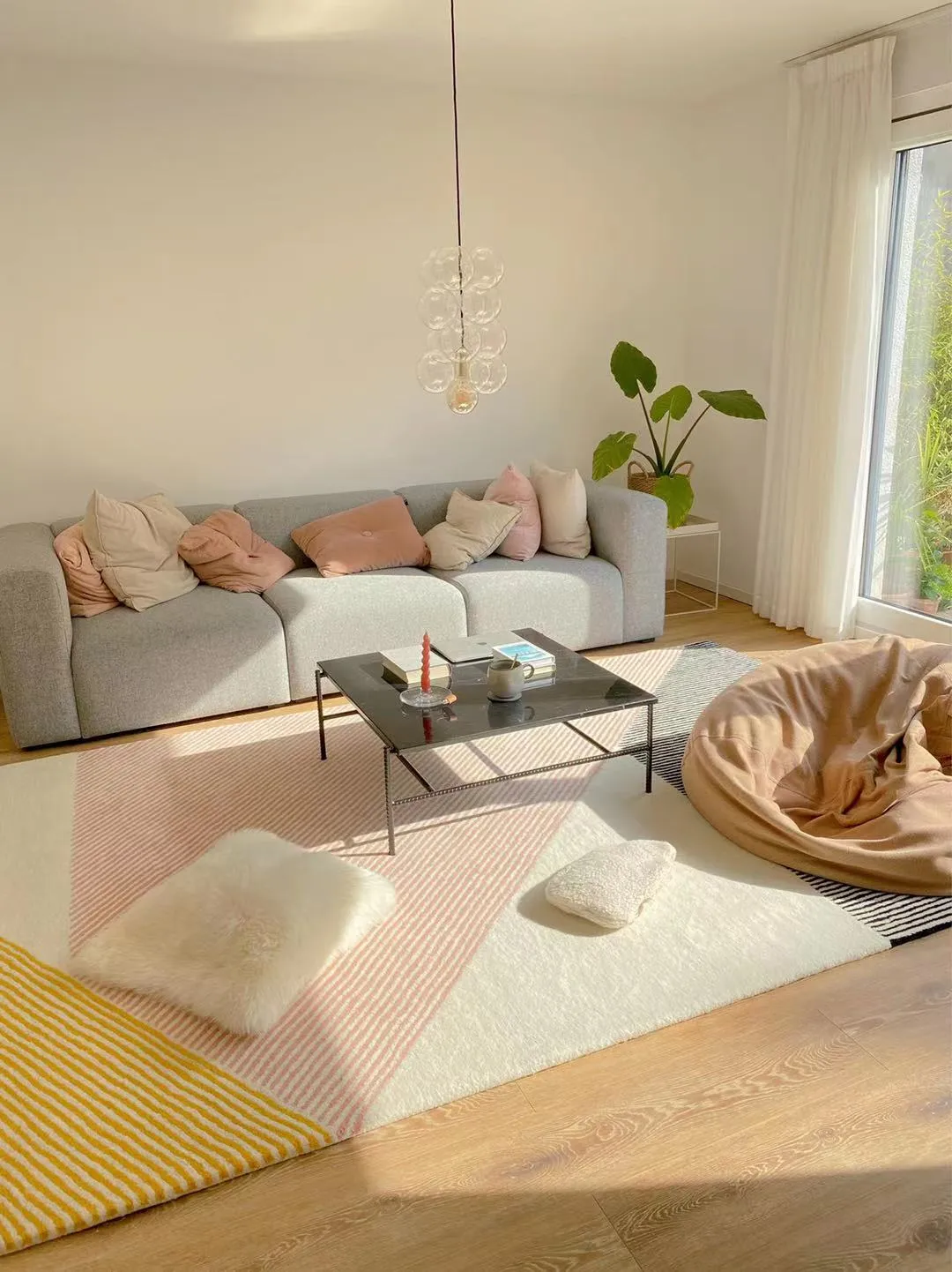 Alfombra de lana Stripes rosa, 200x300 cm NJRD