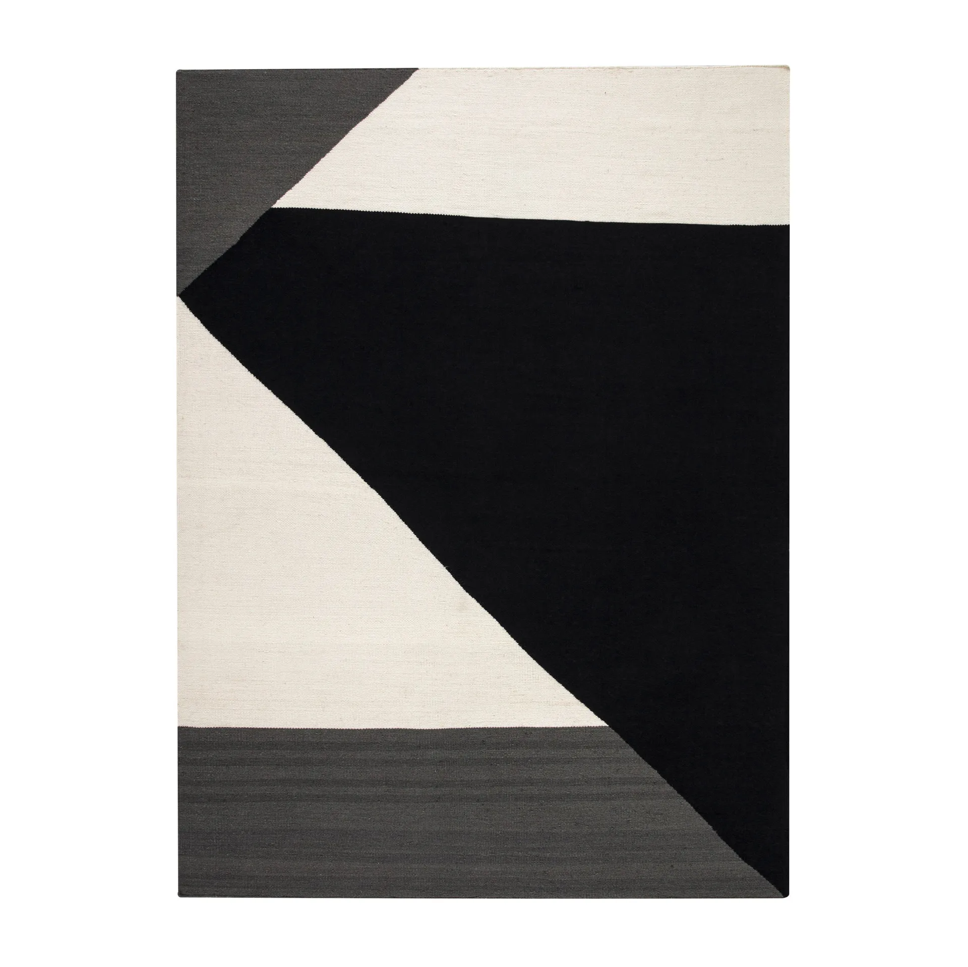 Alfombra kelim Stripes blocks negro, 170x240 cm NJRD