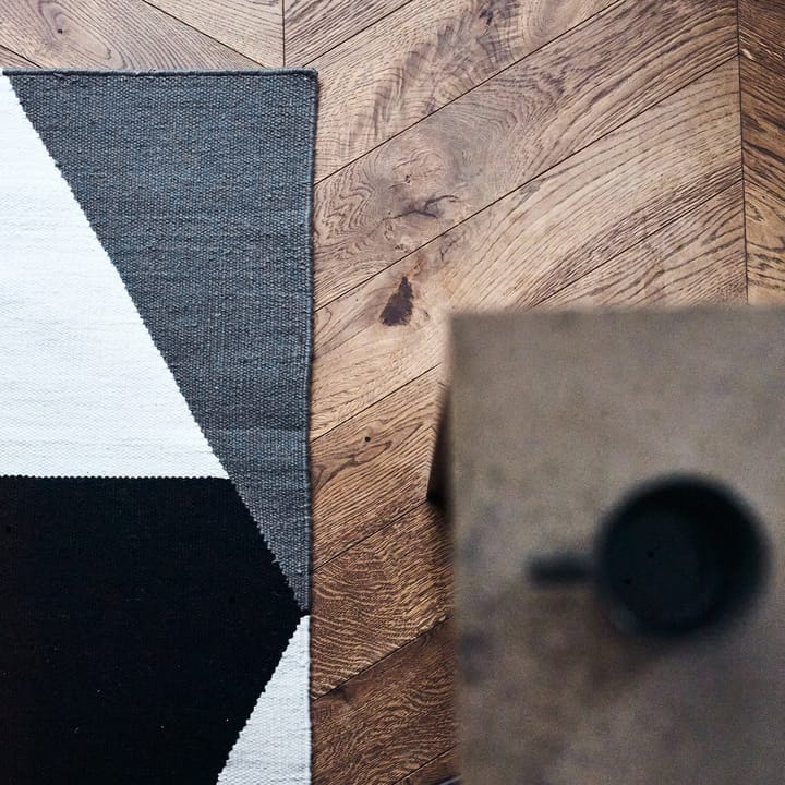 Alfombra kelim Stripes blocks negro, 80x240 cm NJRD