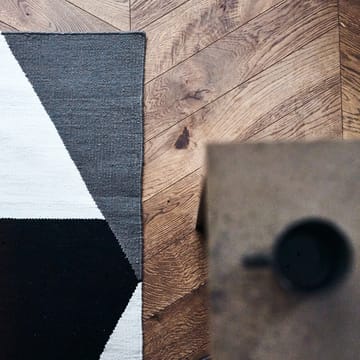 Alfombra kelim Stripes blocks negro - 80x240 cm - NJRD