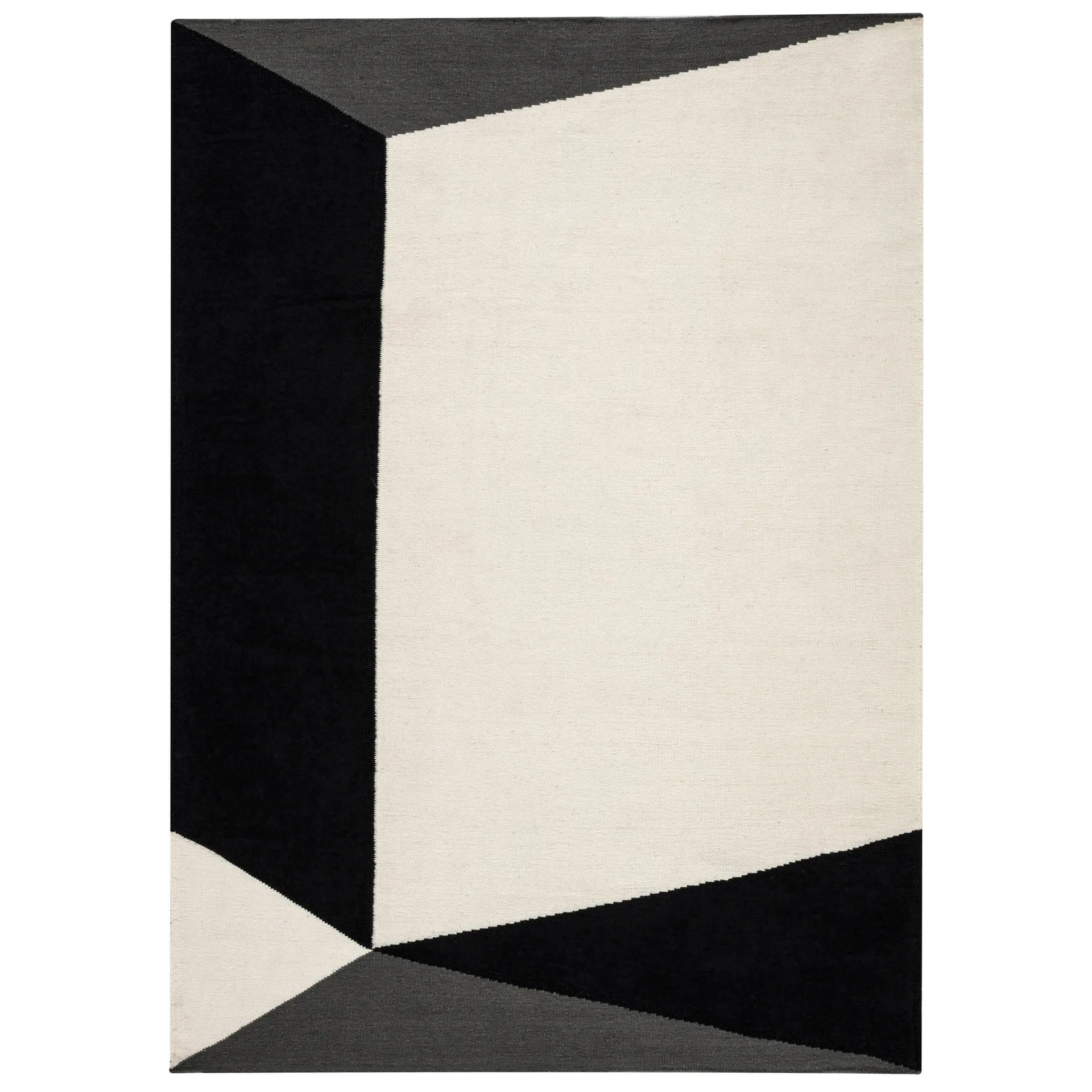 Alfombra kelim Triangles blocks blanco natural, 200x300 cm NJRD
