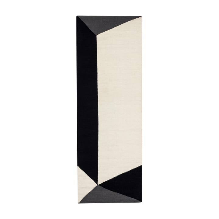 Alfombra kelim Triangles blocks blanco natural - 80x240 cm - NJRD