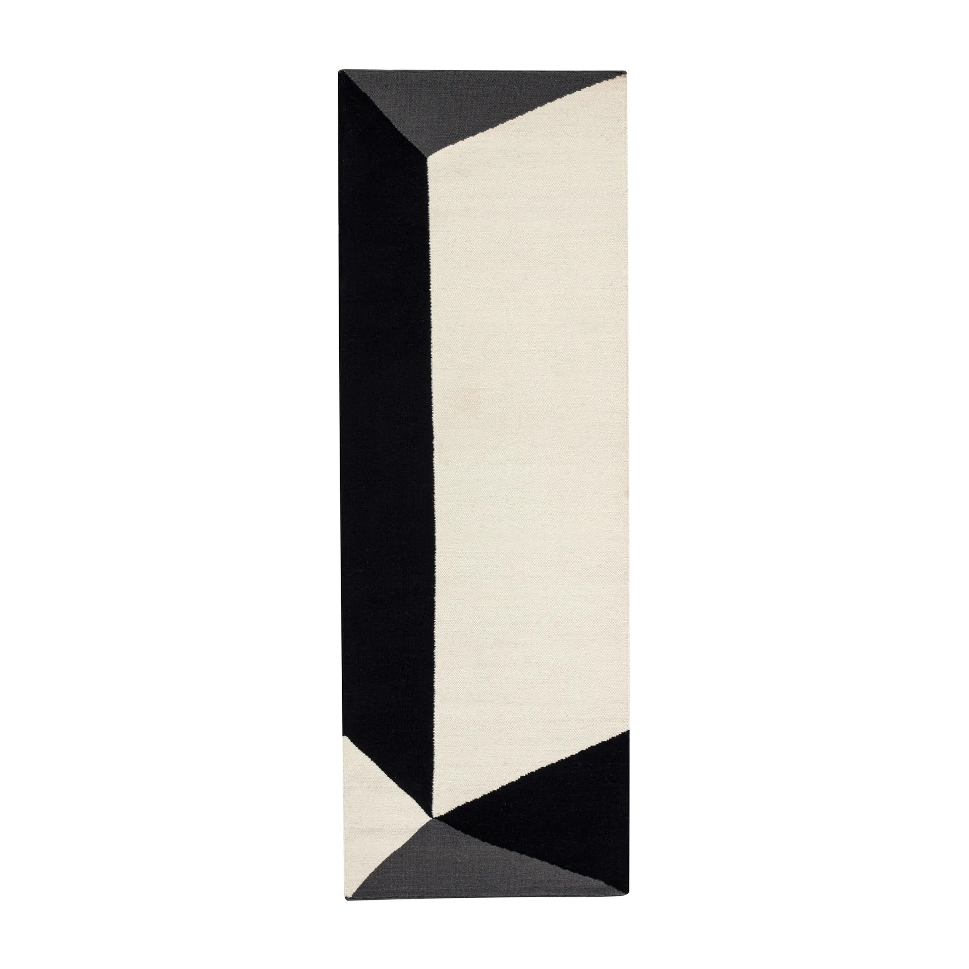 Alfombra kelim Triangles blocks blanco natural, 80x240 cm NJRD