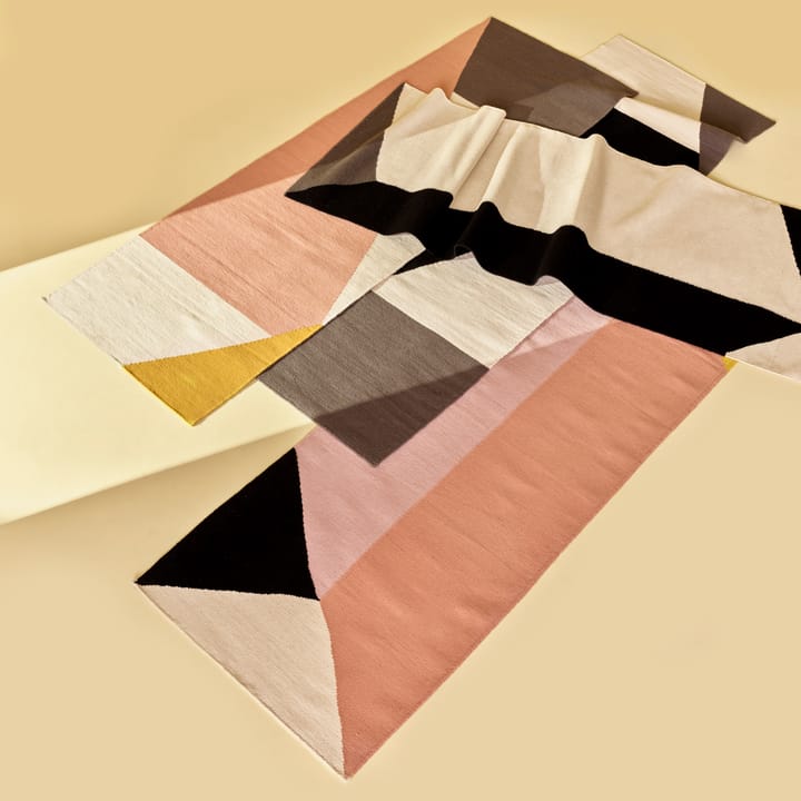 Alfombra kelim Triangles blocks blanco natural, 80x240 cm NJRD