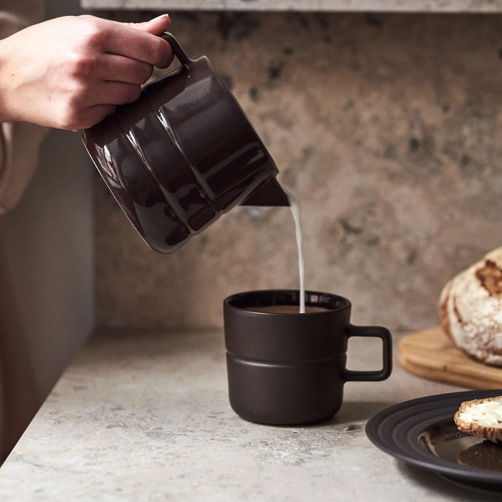 Jarra de leche Lines 50 cl, marrón NJRD