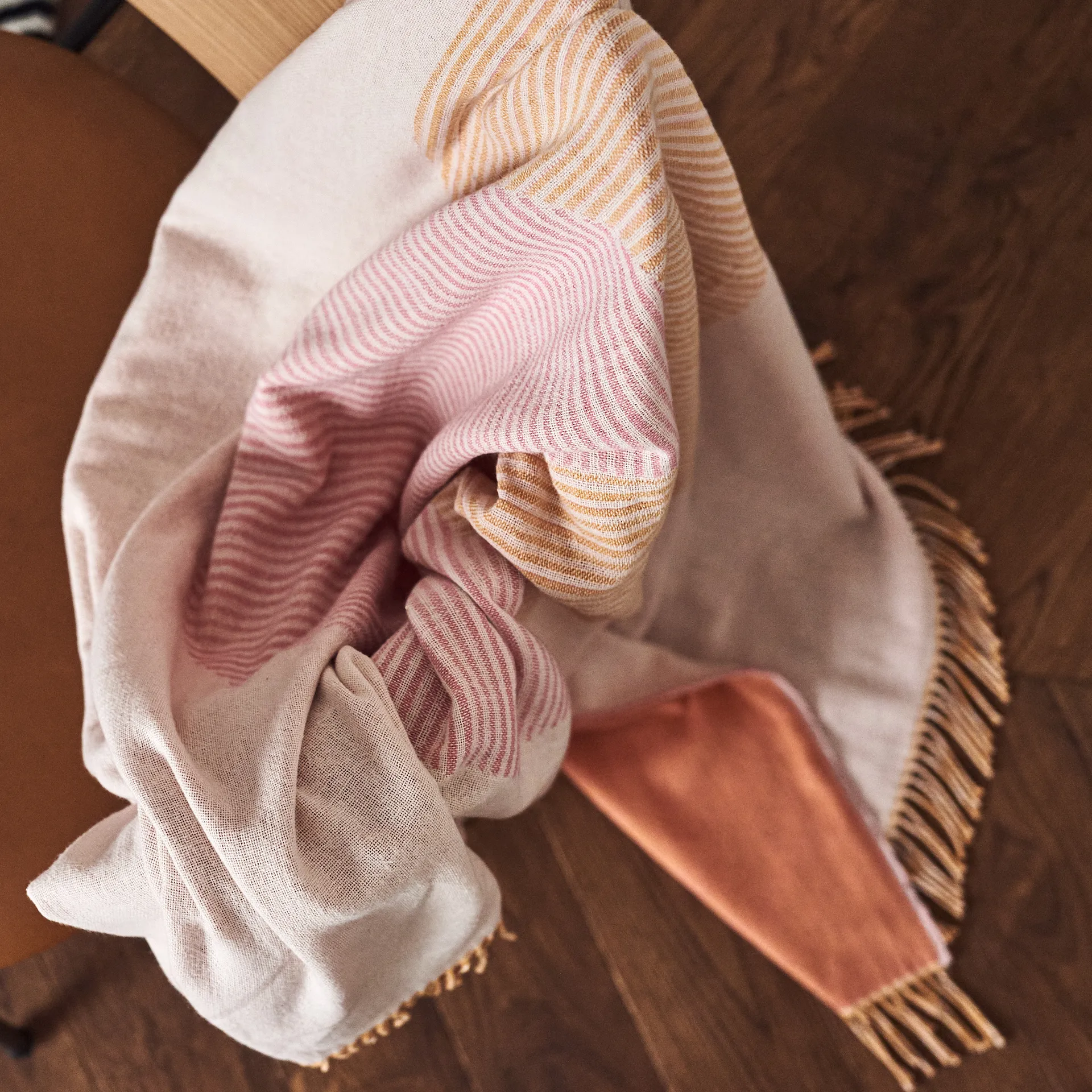 Manta de algodón Circles 130x185 cm, blanco natural NJRD