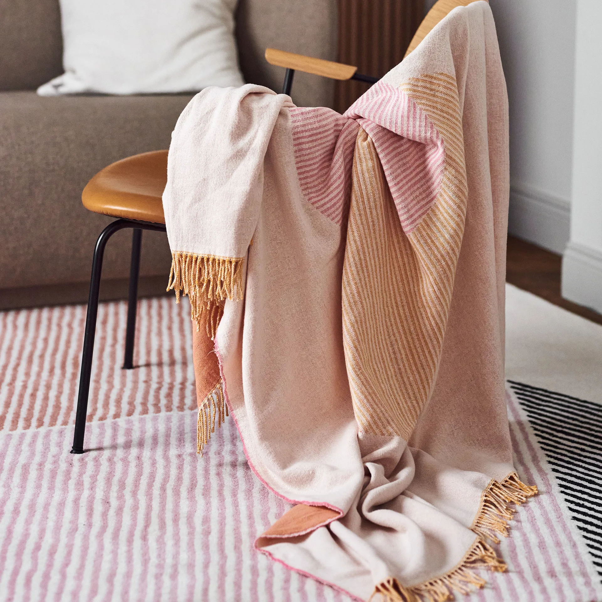 Manta de algodón Circles 130x185 cm, blanco natural NJRD