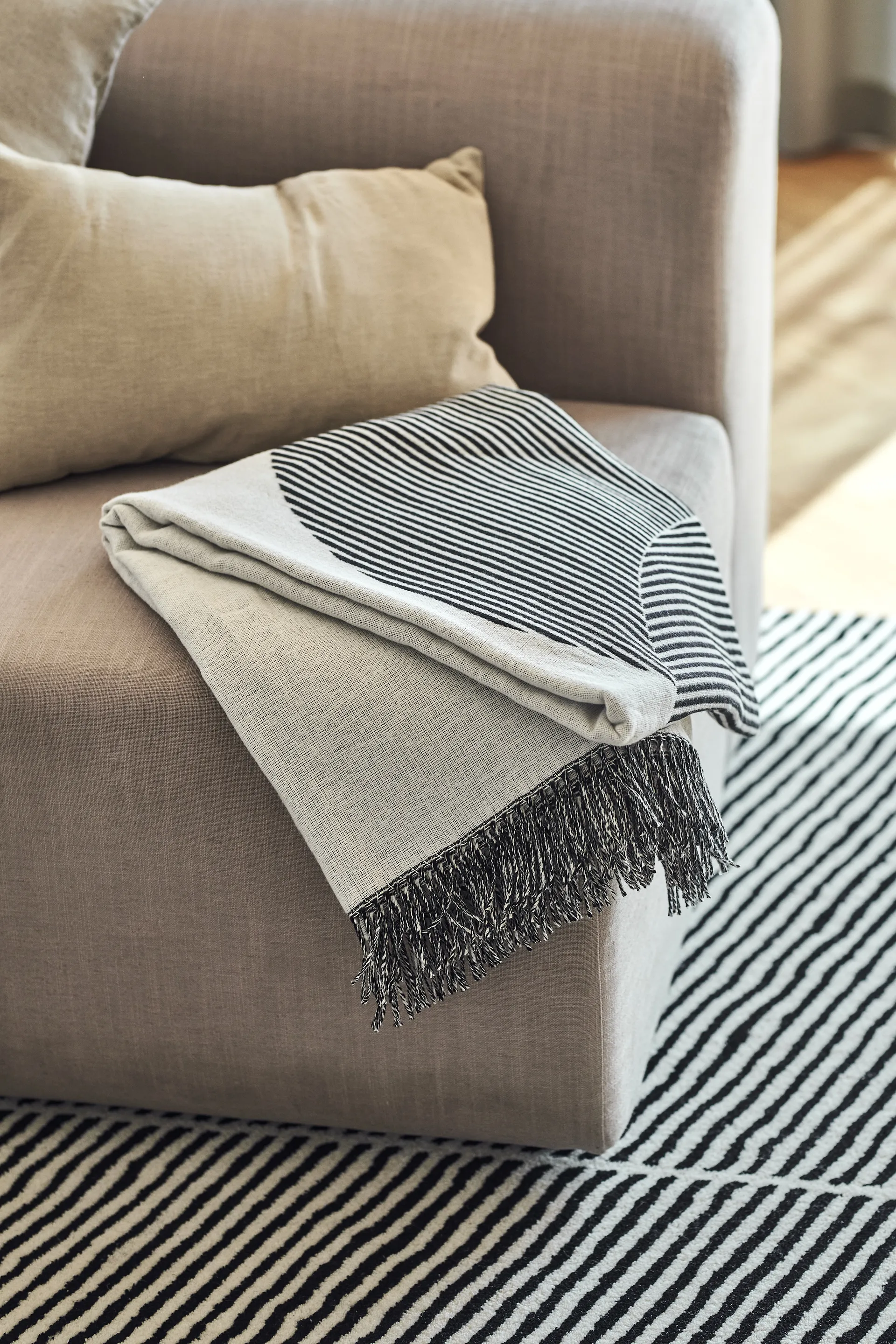 Manta de algodón Circles 130x185 cm, negro NJRD