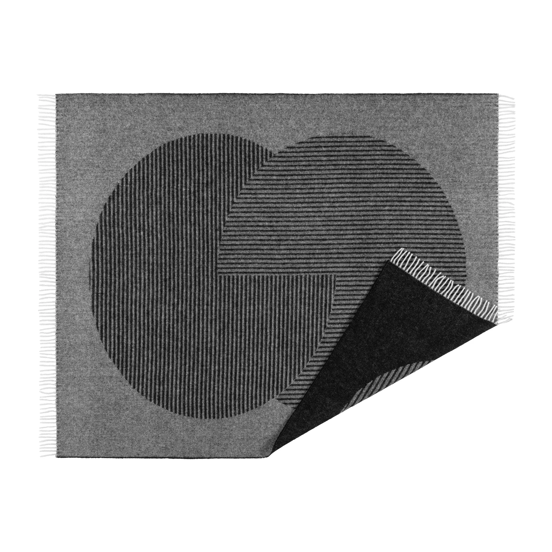 Manta de lana Circles 130x185 cm, negro NJRD