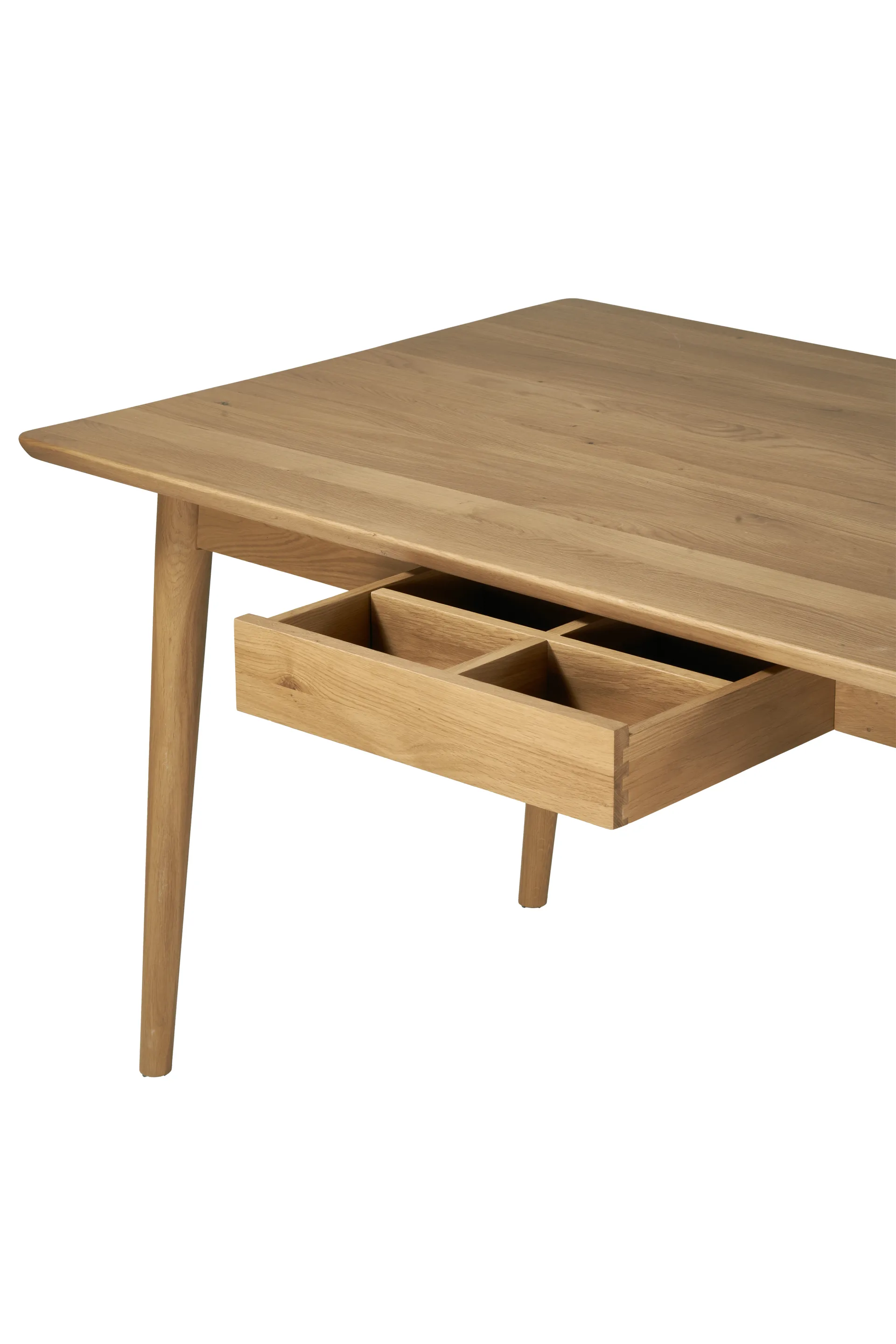 Mesa de comedor VIOR 120 cm + silla pack de 4 – Roble lacado‑natural,  NJRD