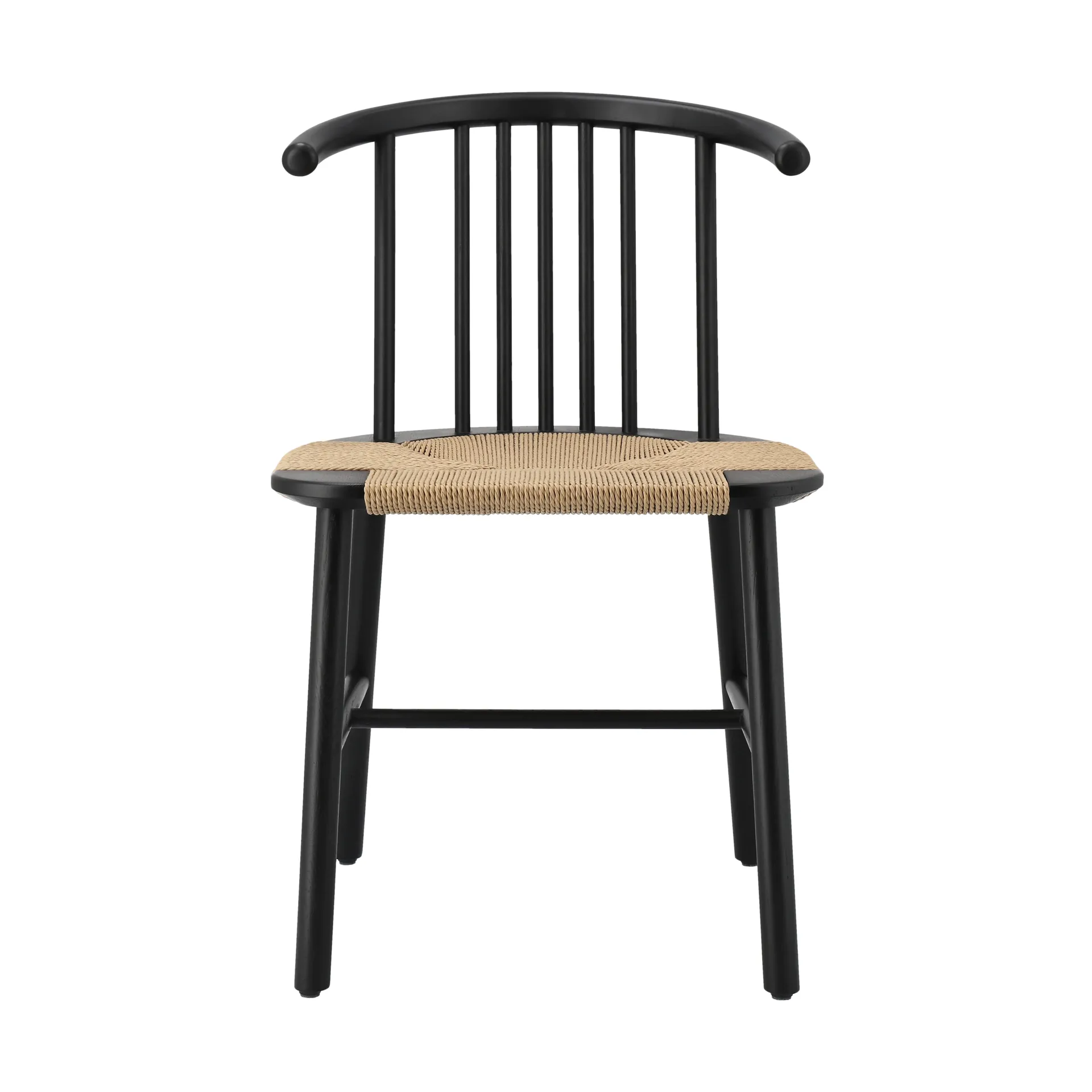 Silla de comedor VIOR asiento trenzado, Roble lacado en negro-natural NJRD