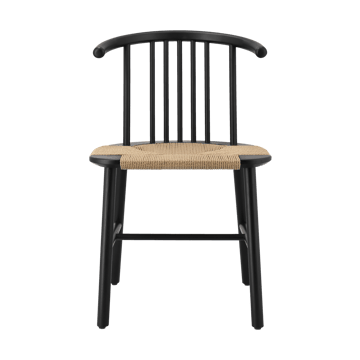 Silla de comedor VIOR asiento trenzado - Roble lacado en negro-natural - NJRD