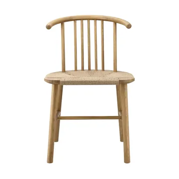 Silla de comedor VIOR con asiento trenzado, Roble lacado-natural, pack de 2 - NJRD