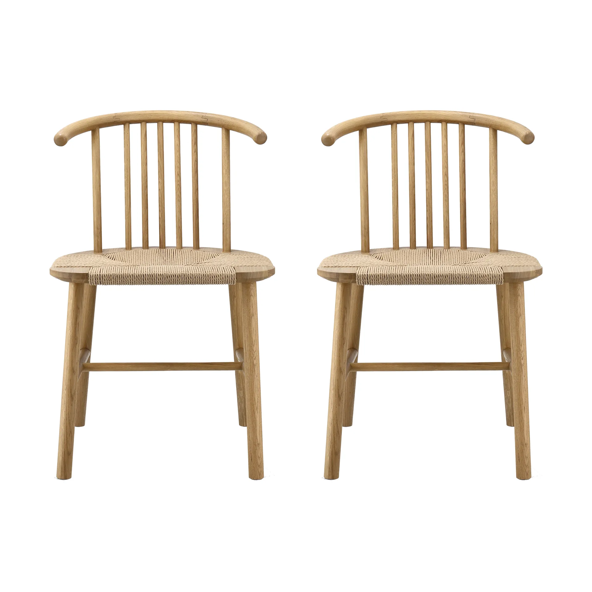 Silla de comedor VIOR con asiento trenzado, Roble lacado-natural, pack de 2 NJRD