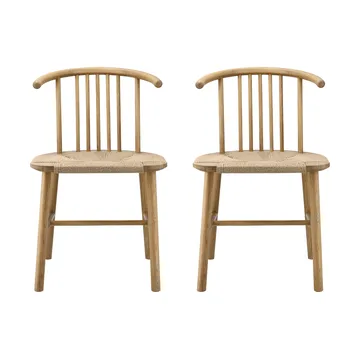 Silla de comedor VIOR con asiento trenzado, Roble lacado-natural, pack de 2 - NJRD