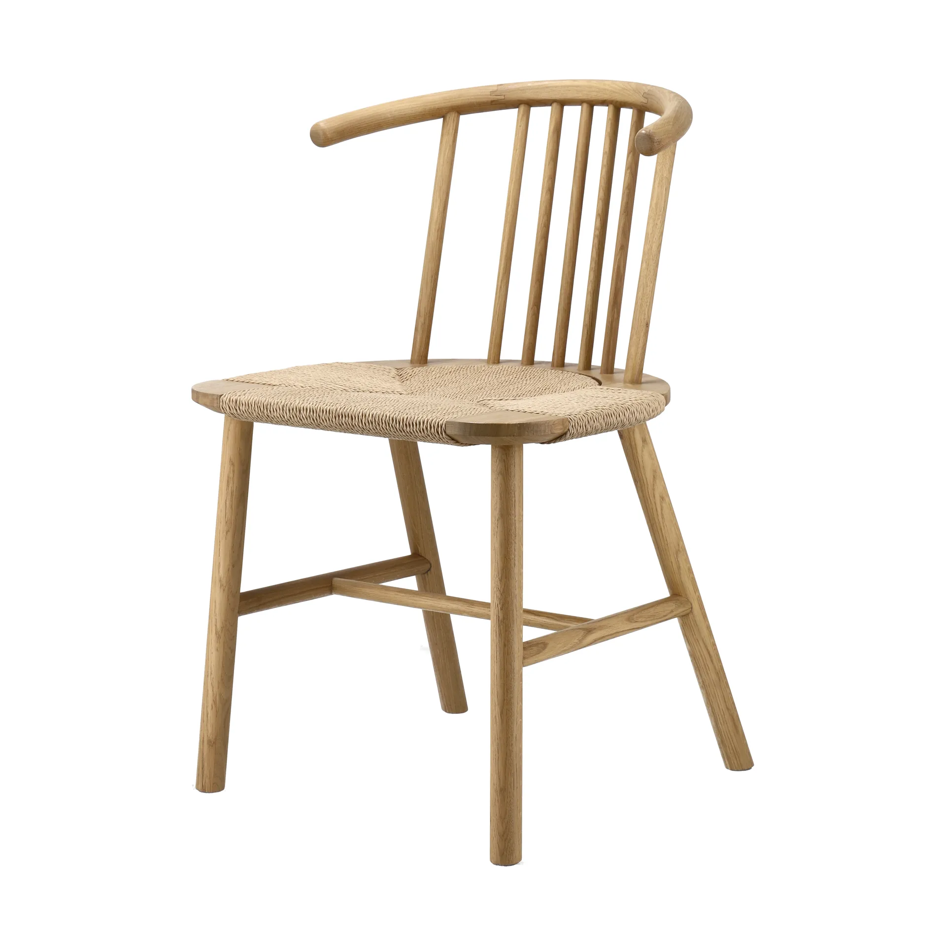 Silla de comedor VIOR con asiento trenzado, Roble lacado-natural, pack de 4 NJRD