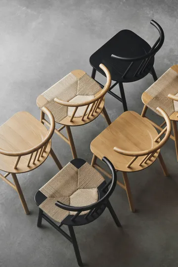 Silla de comedor VIOR con asiento trenzado, Roble lacado-natural, pack de 4 - NJRD