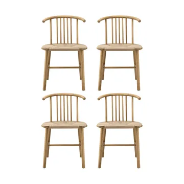Silla de comedor VIOR con asiento trenzado, Roble lacado-natural, pack de 4 - NJRD