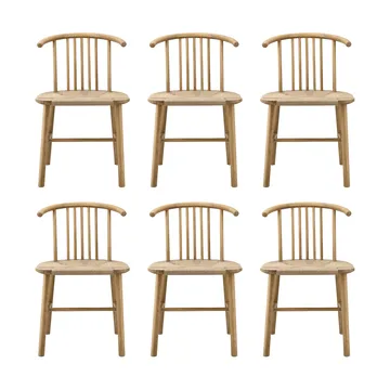 Silla de comedor VIOR con asiento trenzado, Roble lacado-natural, pack de 6 - NJRD