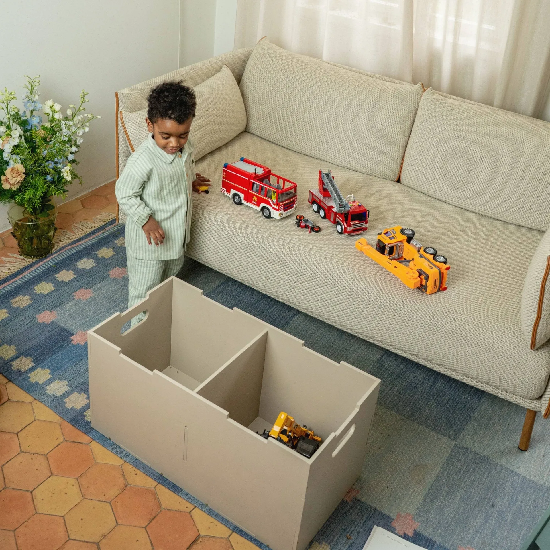 Caja de almacenamiento Cube Long, Beige Nofred
