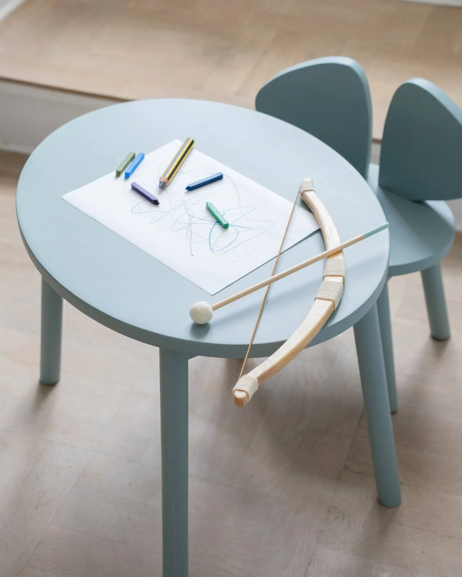 Set silla + mesa infantil Mouse, Verde oliva Nofred