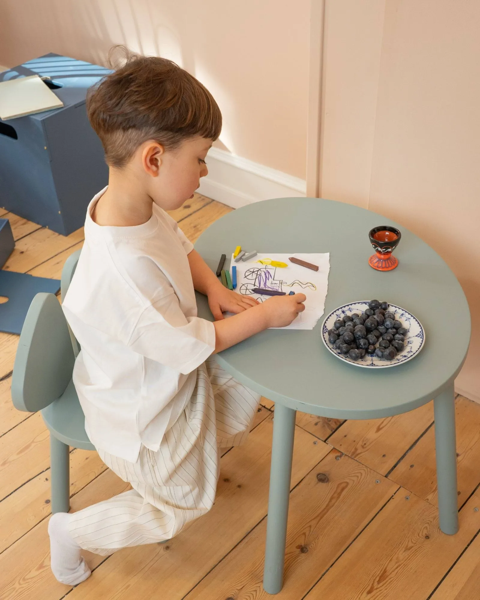 Set silla + mesa infantil Mouse, Verde oliva Nofred