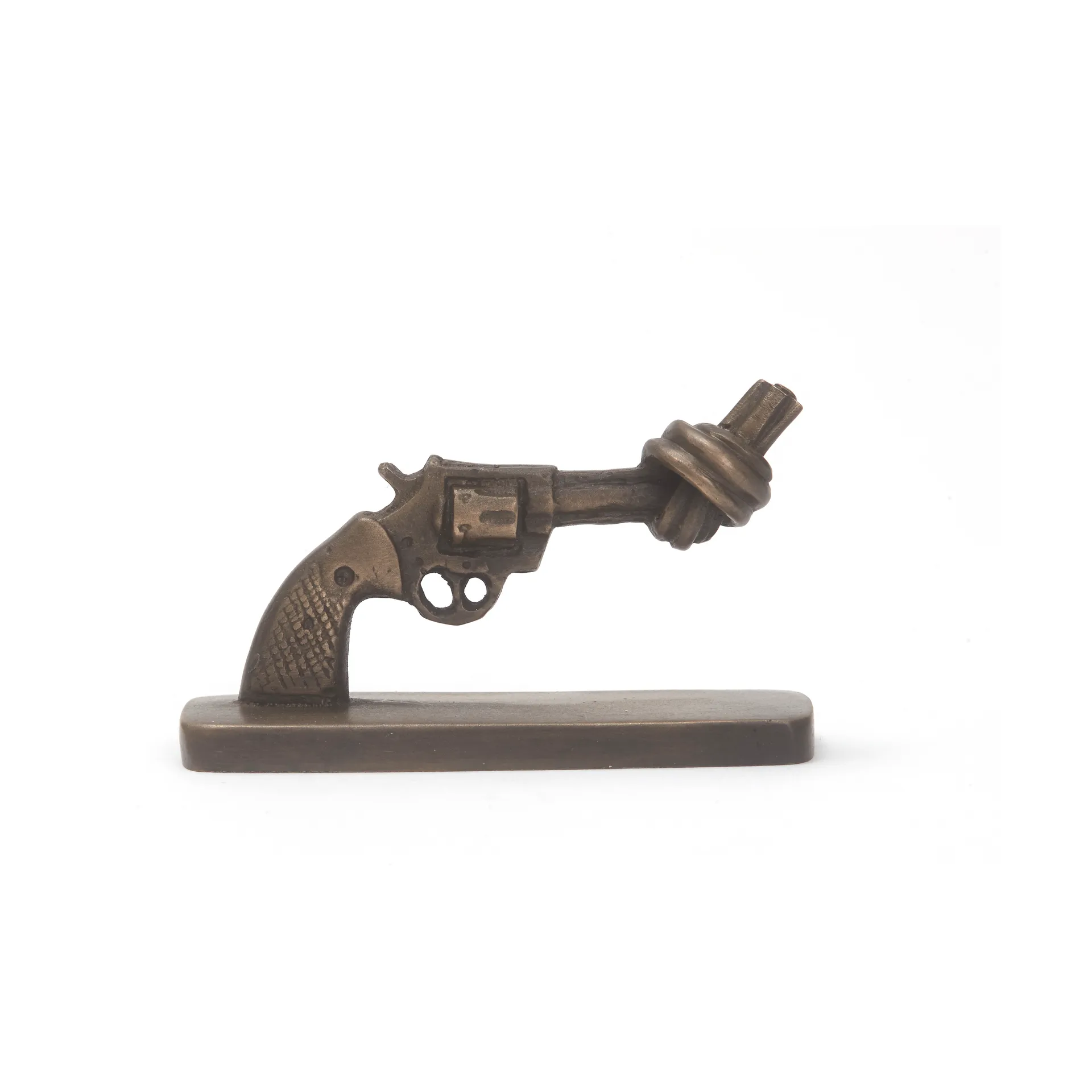 Knotted Gun mini 7 cm, Bronce mate Non Violence