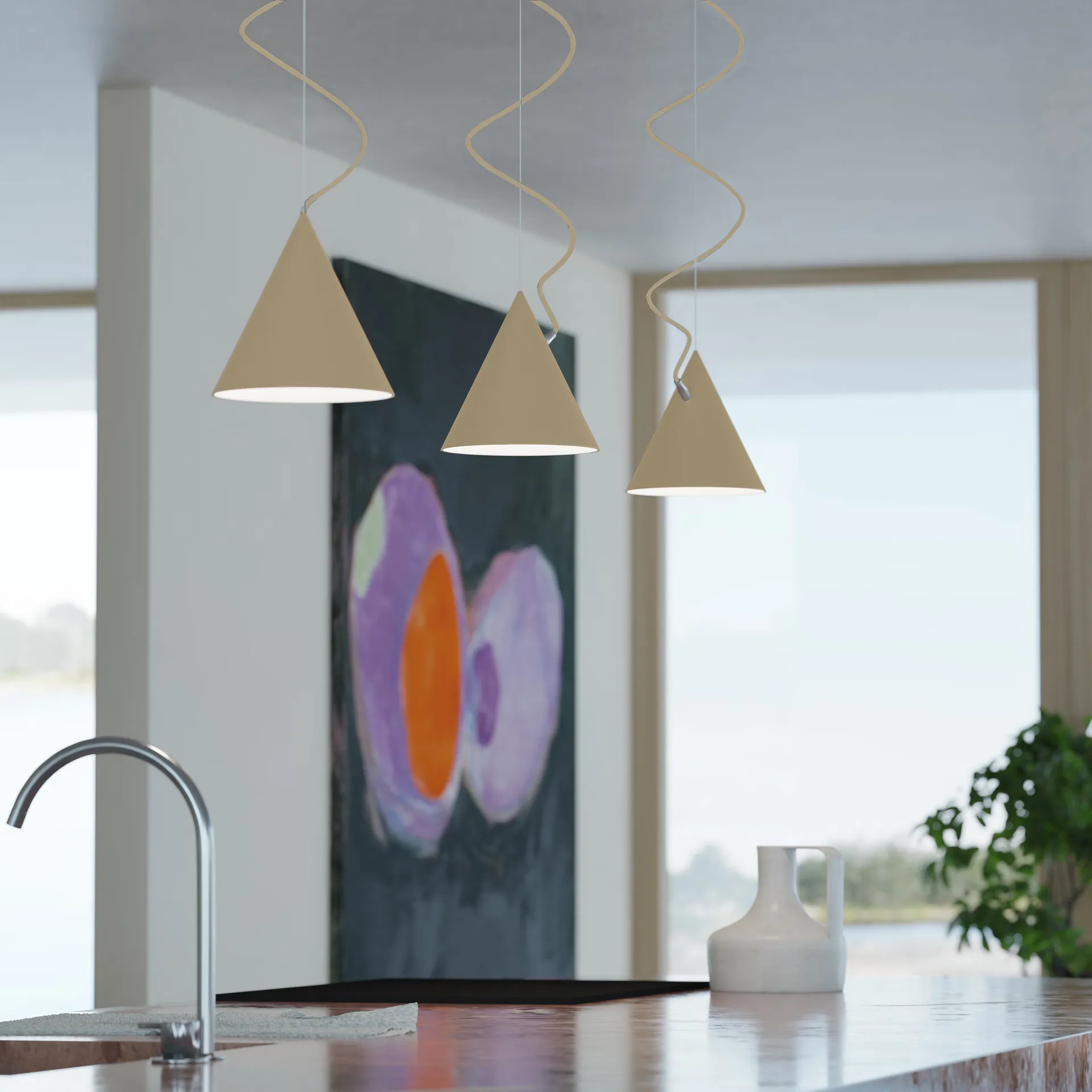 Lámpara colgante Castor 20 cm, Beige-beige claro-plata Noon