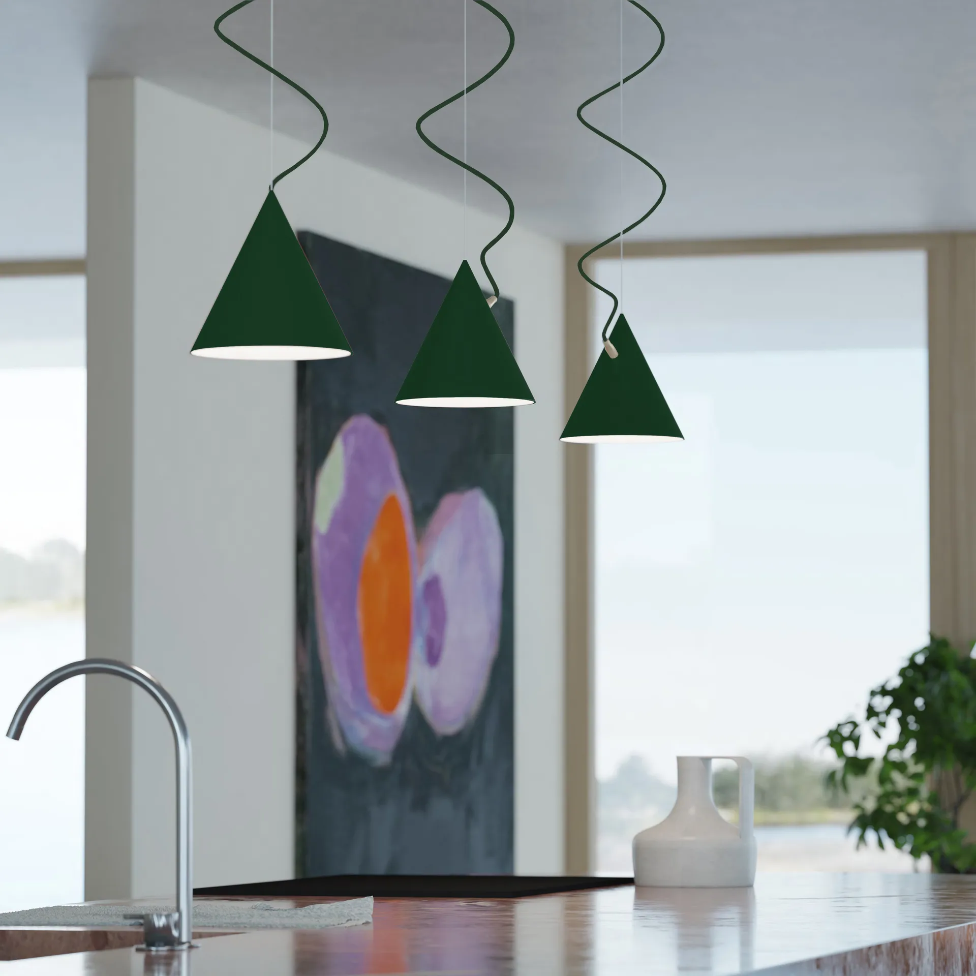 Lámpara colgante Castor 20 cm, British racing green-verde oscuro-latón Noon