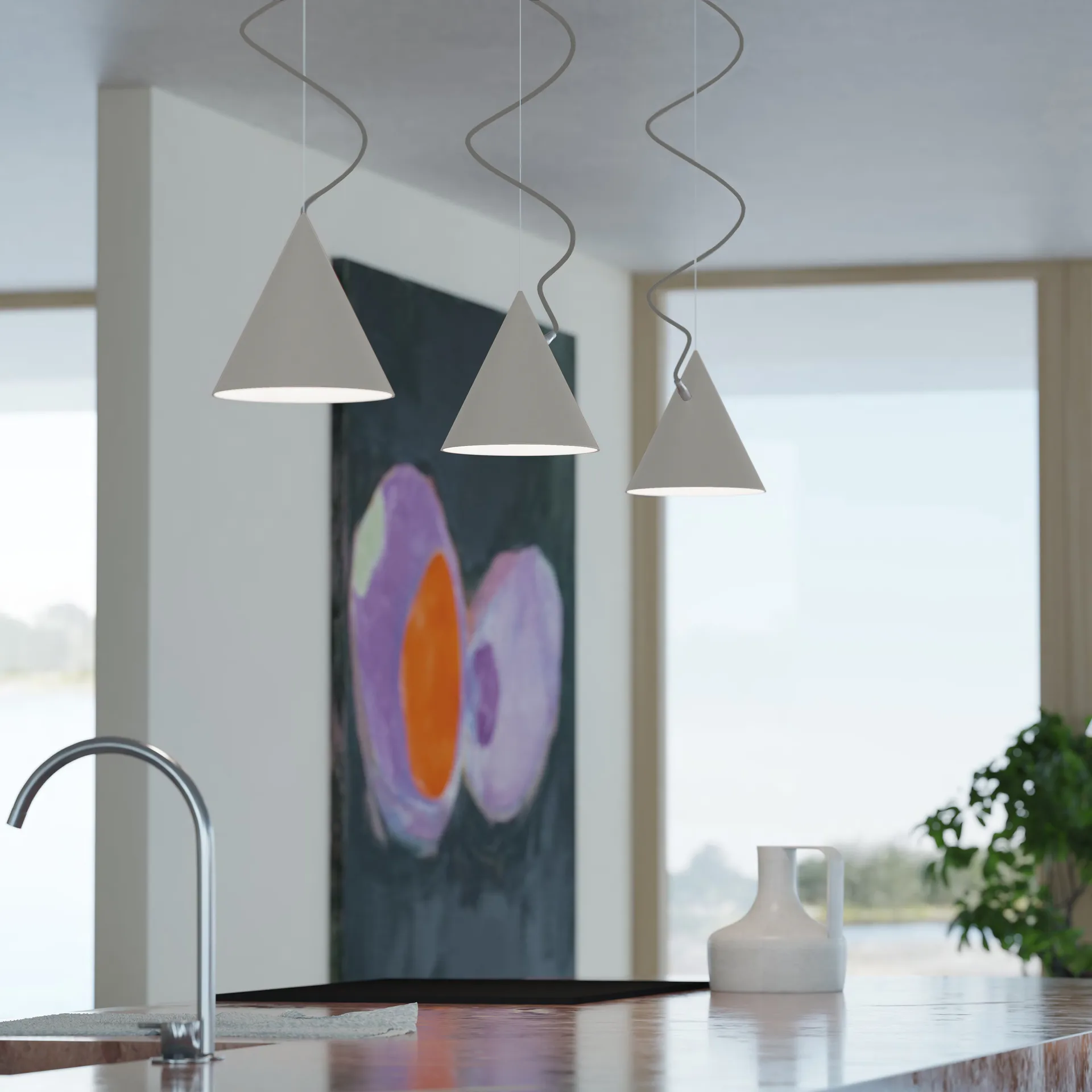 Lámpara colgante Castor 20 cm, Gris-gris claro-plata Noon