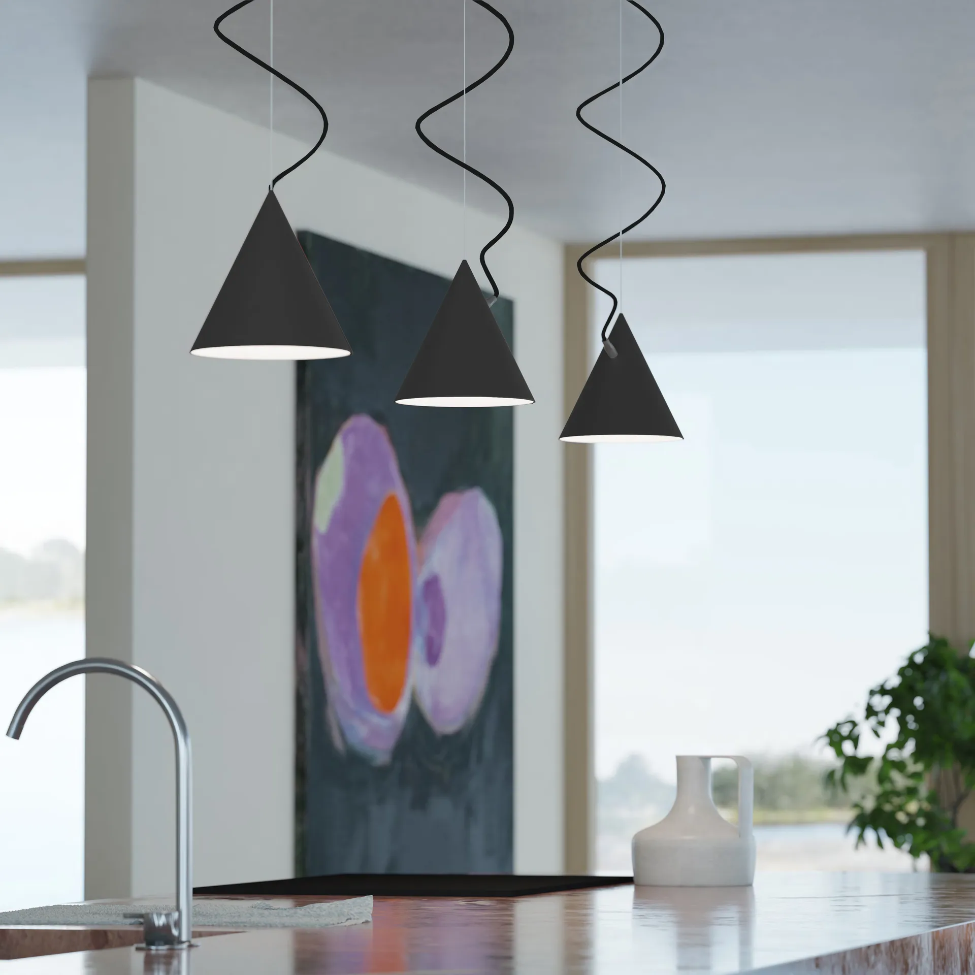 Lámpara colgante Castor 20 cm, Negro-negro-negro Noon