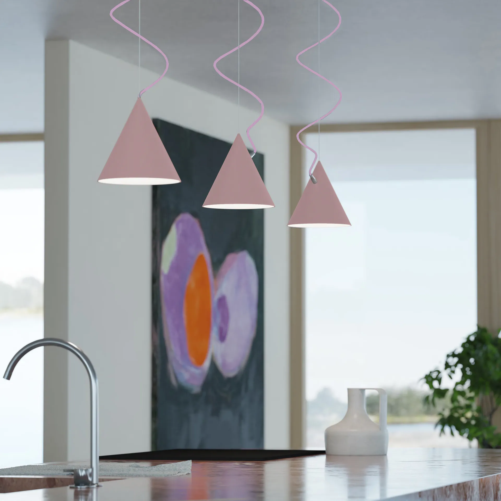 Lámpara colgante Castor 20 cm, Rosa-rosa-plata Noon