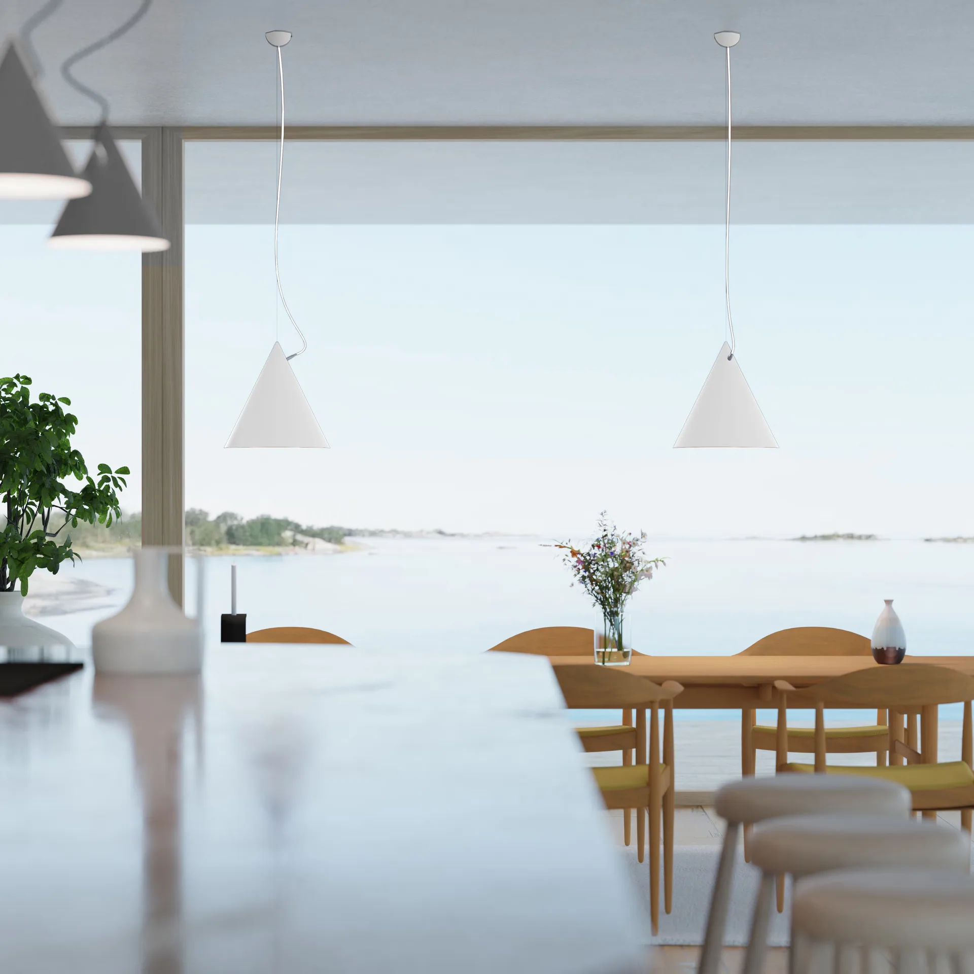 Lámpara colgante Castor 40 cm, Blanco-blanco-plata Noon