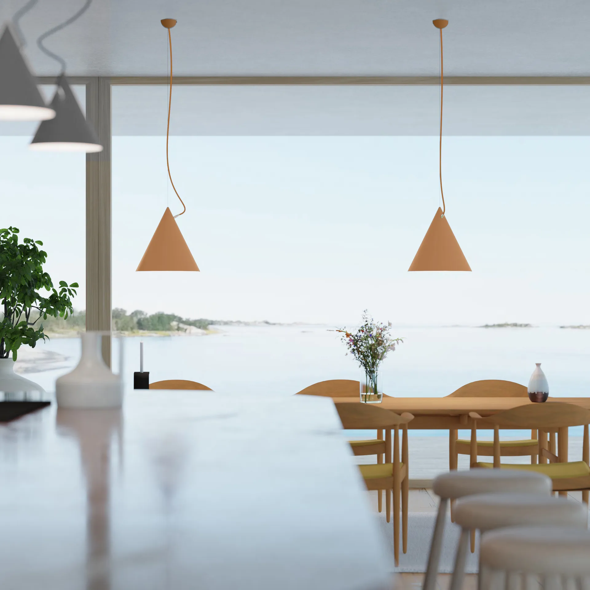 Lámpara colgante Castor 40 cm, Marrón-okra-latón Noon