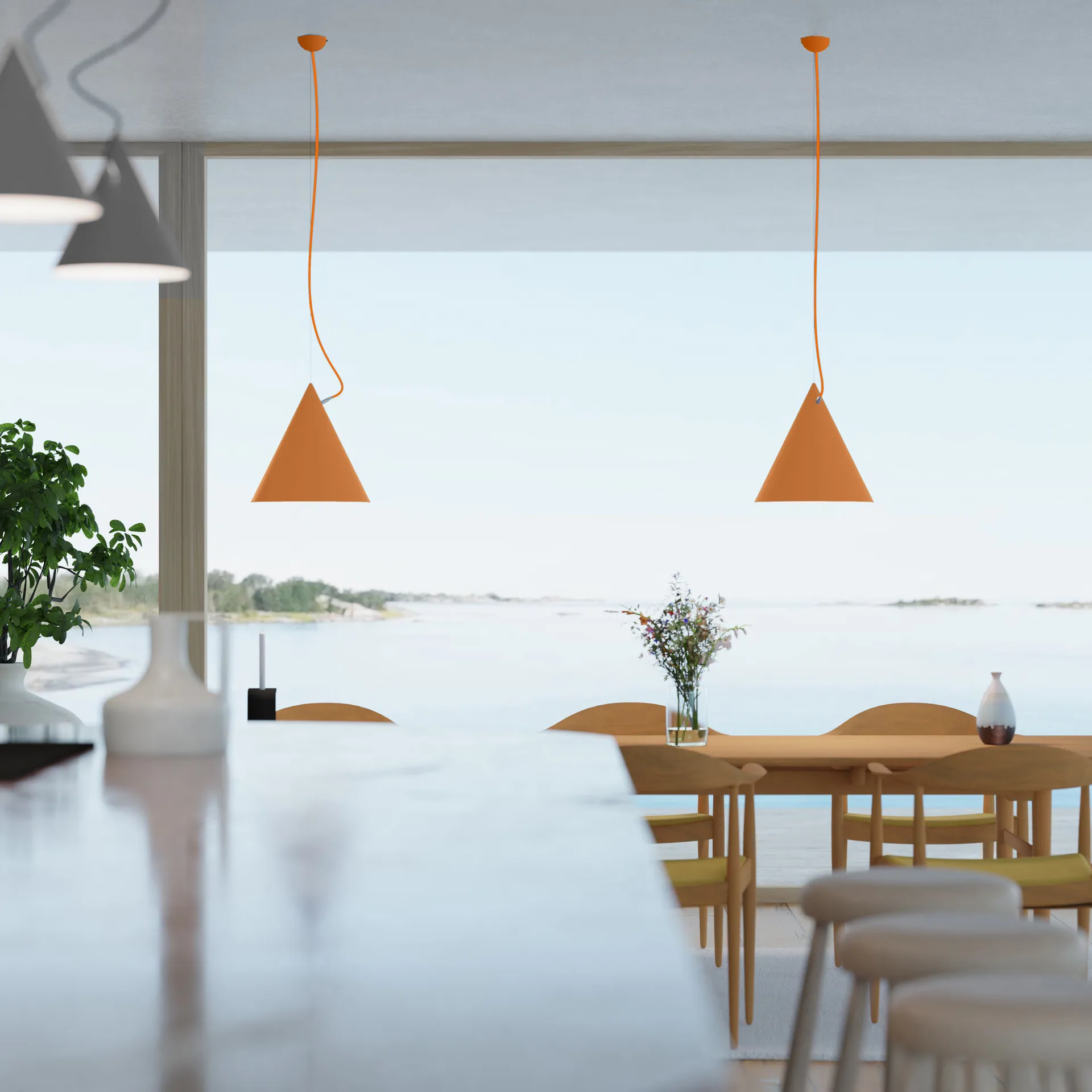 Lámpara colgante Castor 40 cm, Naranja-naranja-plata Noon