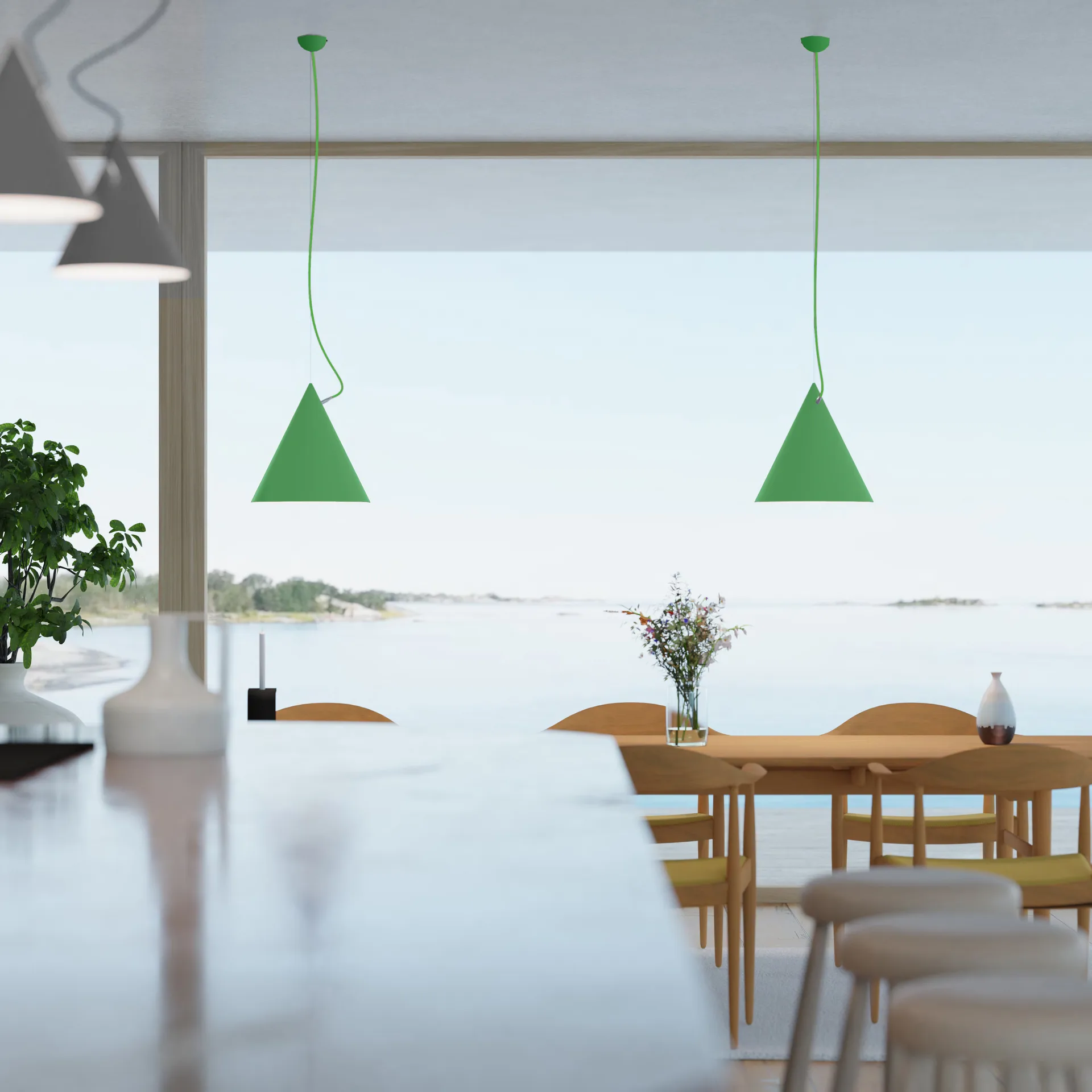 Lámpara colgante Castor 40 cm, Verde claro-verde claro-plata Noon