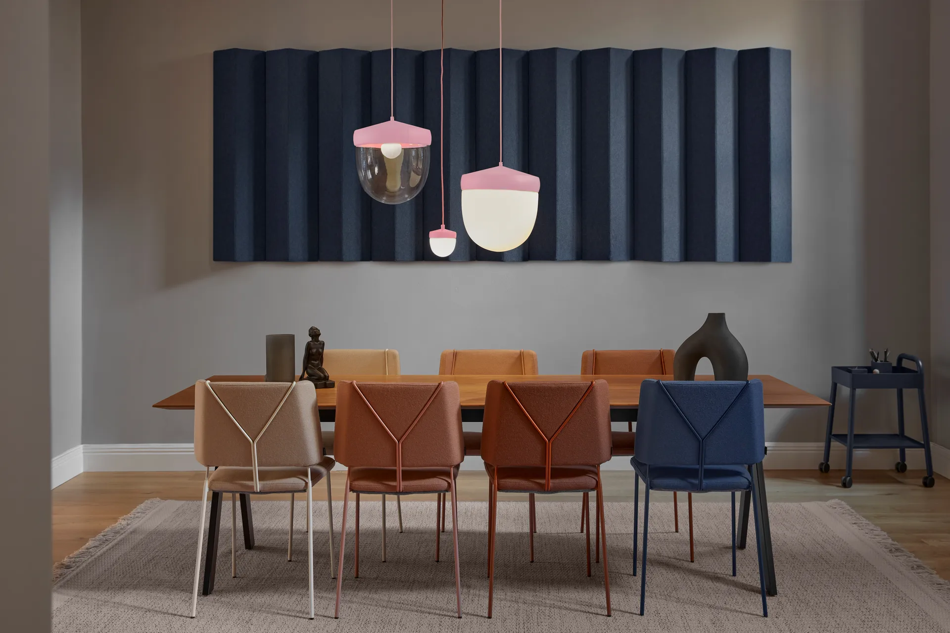 Lámpara colgante Pan esmerilado 30 cm, Rosa-rosa Noon