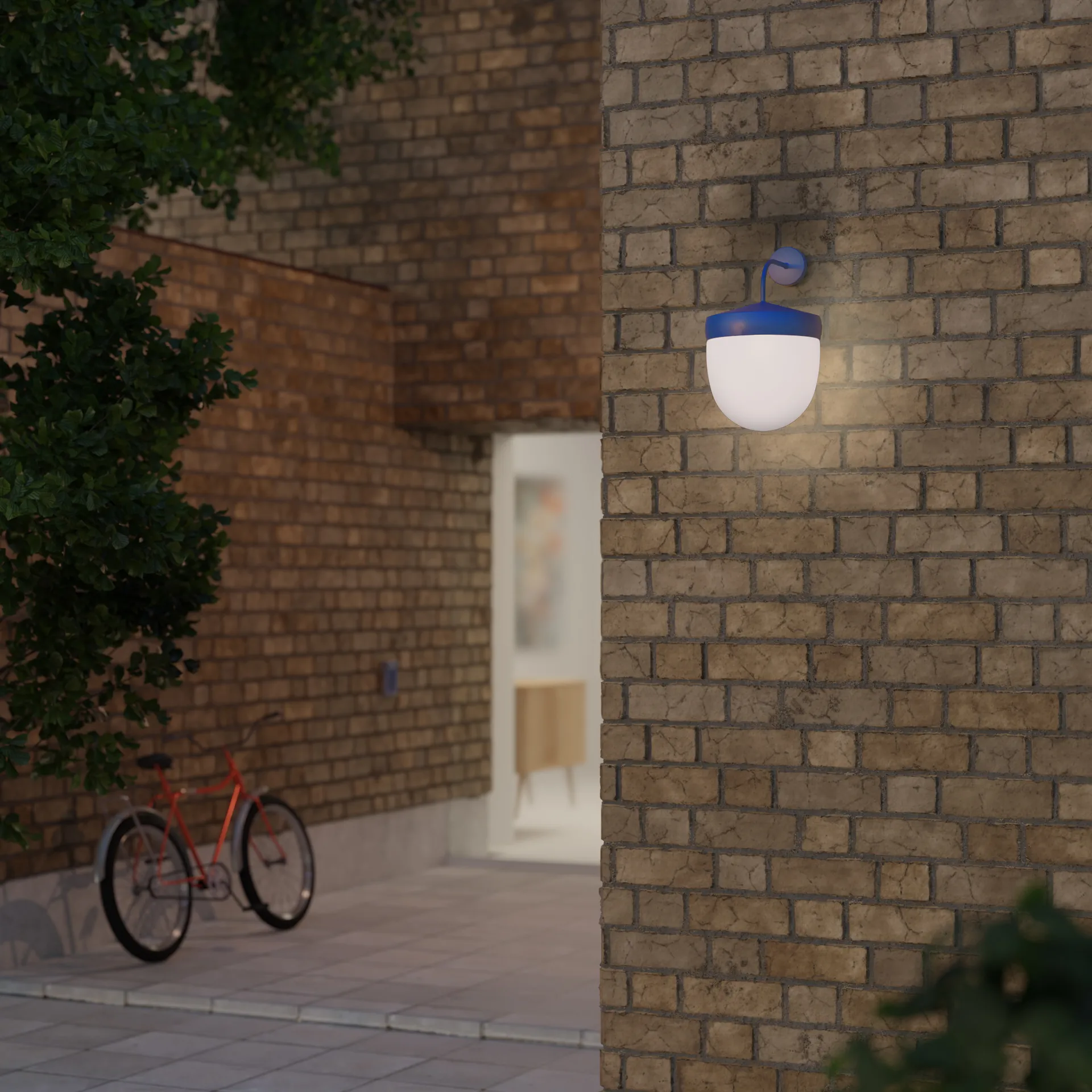 Lámpara de pared Pan esmerilado 30 cm, Azul Noon