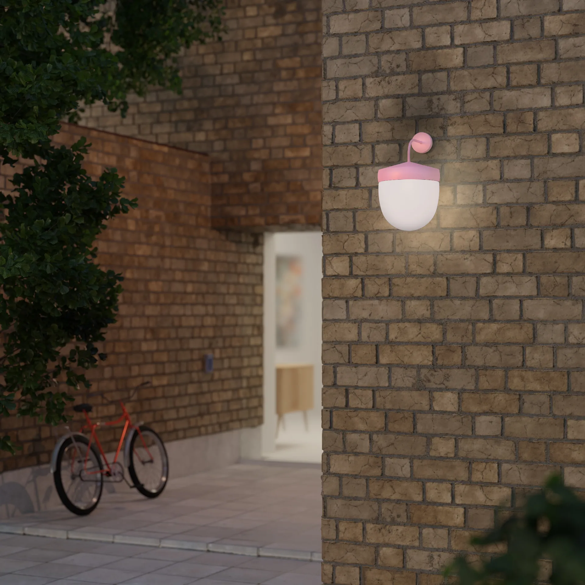 Lámpara de pared Pan esmerilado 30 cm, Rosa Noon