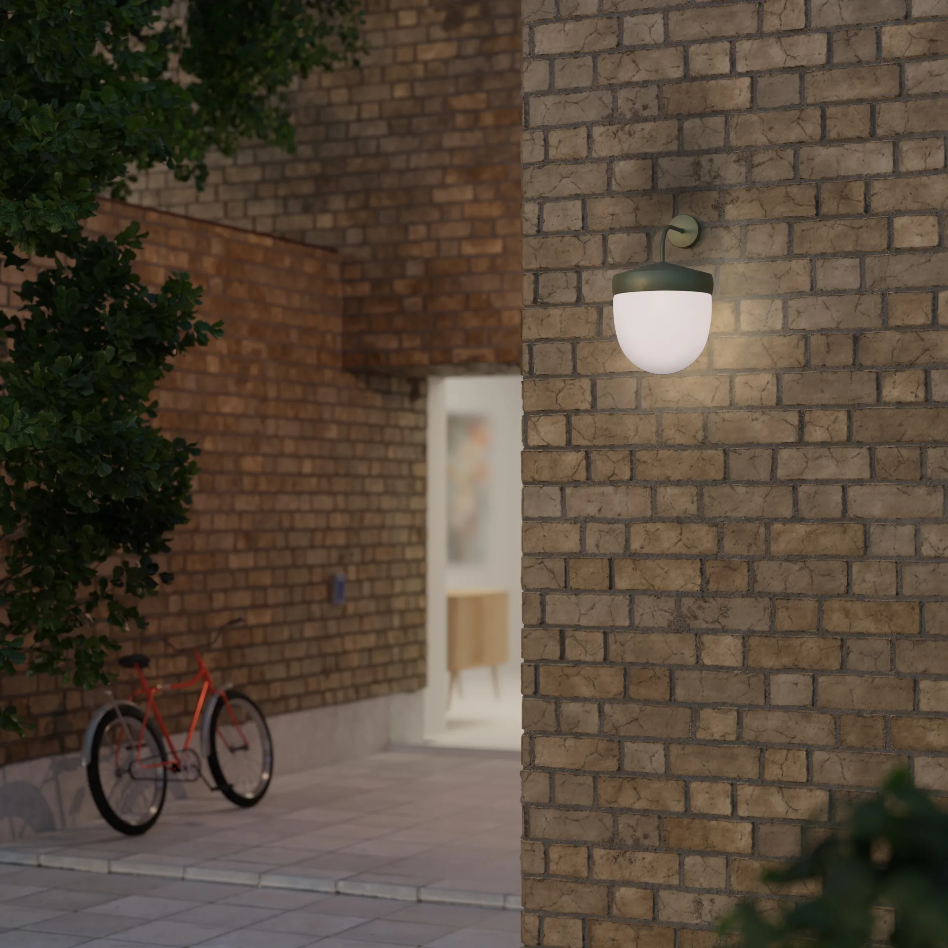 Lámpara de pared Pan esmerilado 30 cm, Verde militar Noon