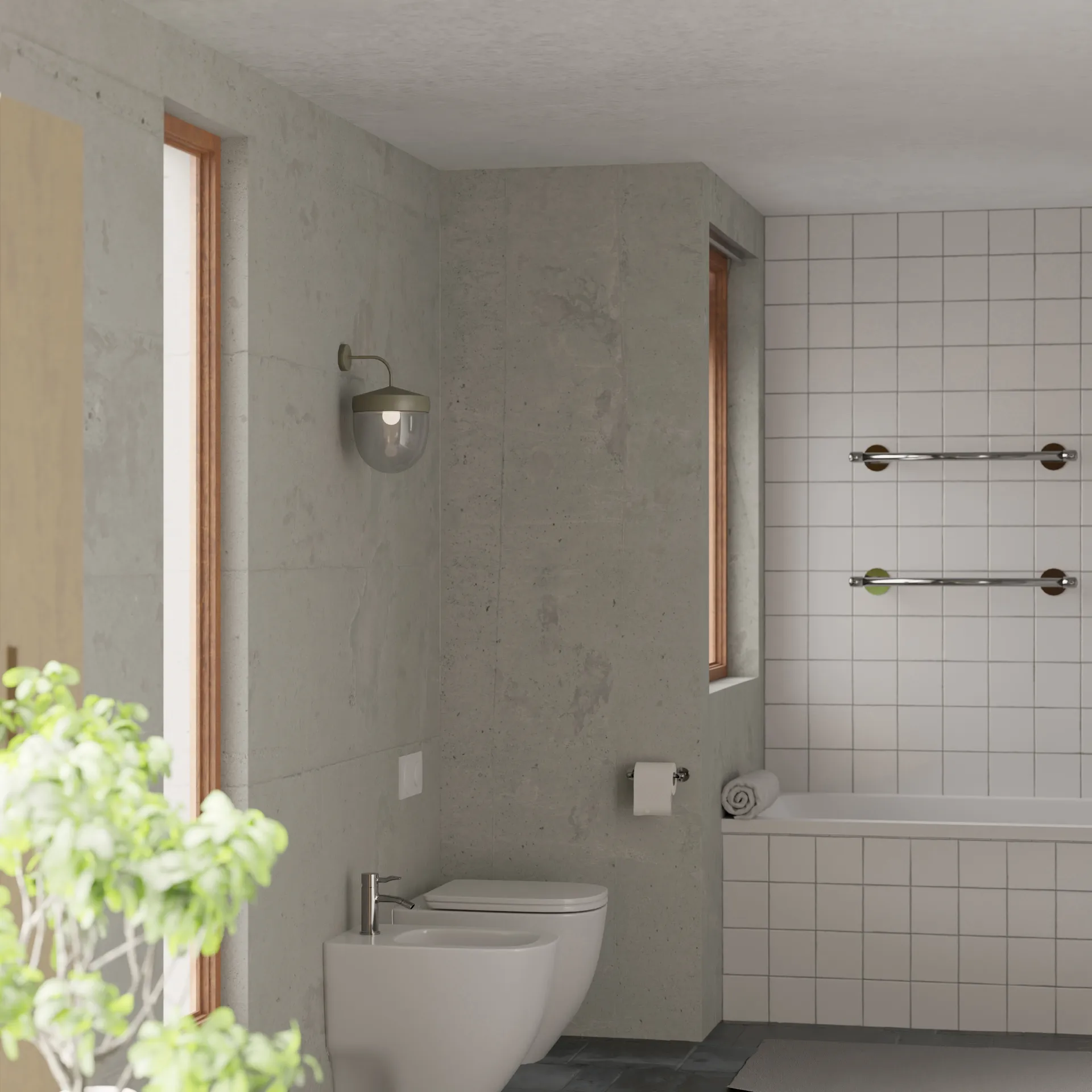 Lámpara de pared Pan transparente 30 cm, Gris oliva Noon